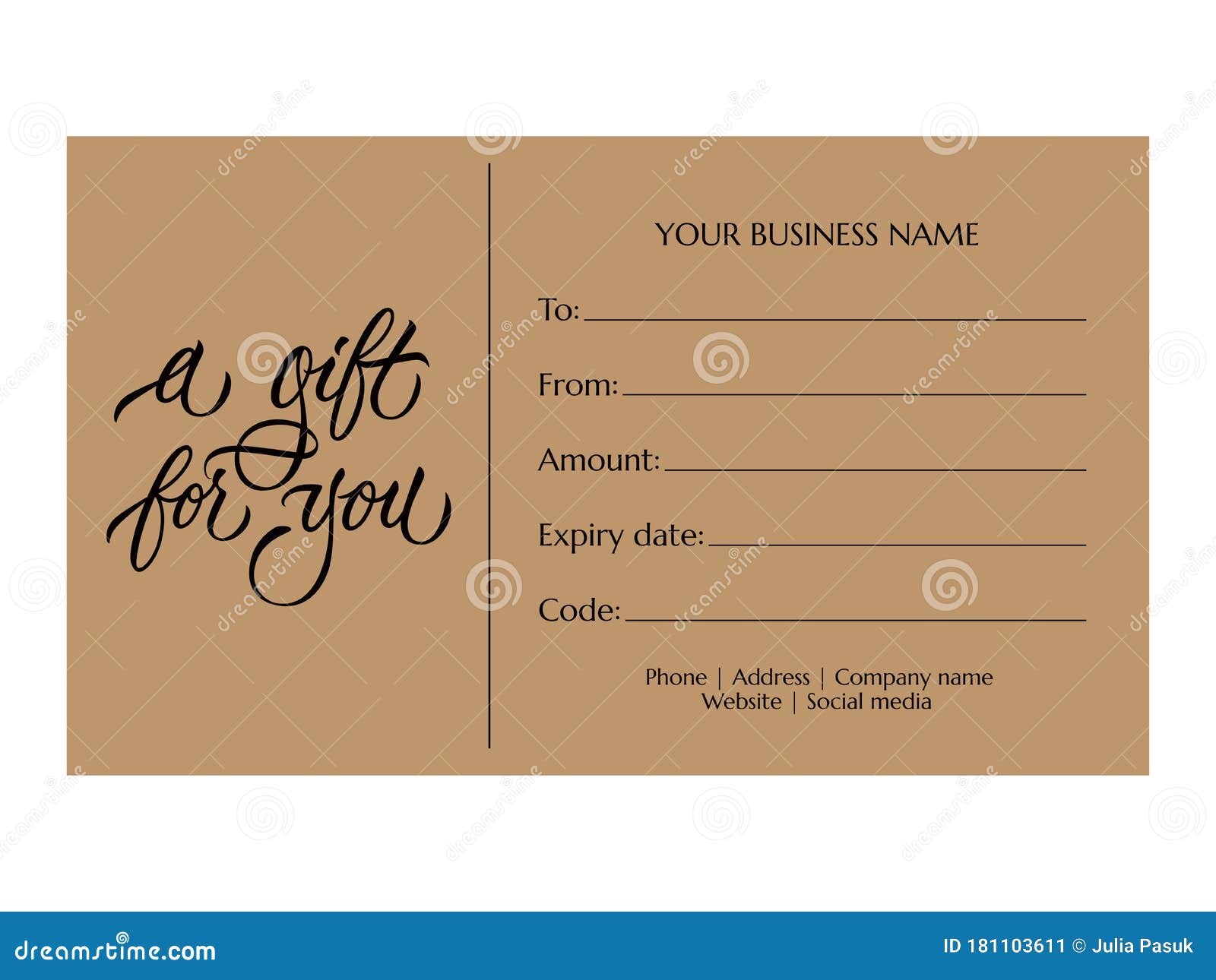 A Gift for You - Modern Gift Card Template with Calligraphic For Present Card Template