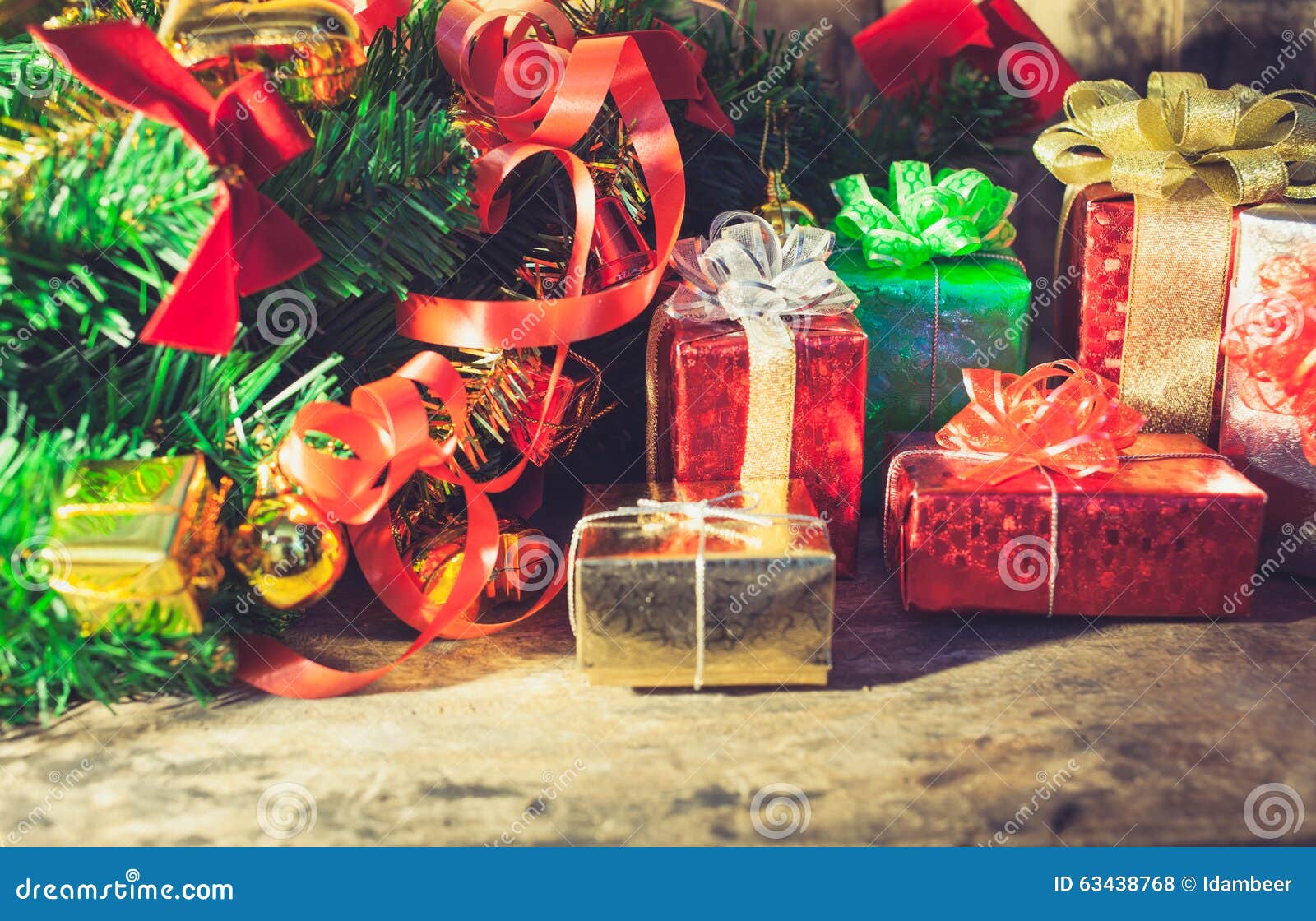 Gifts and christmas tree stock photo. Image of ornament - 63438768