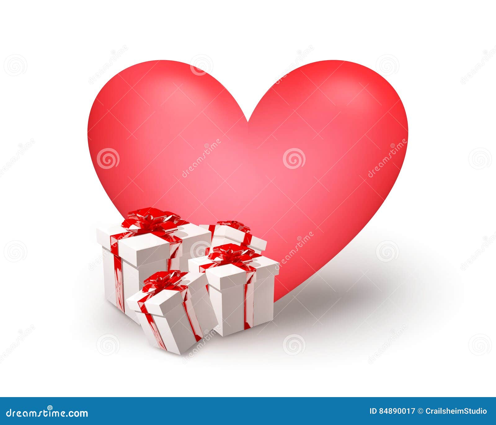 Gifts and heart 3d render stock illustration. Illustration of pink