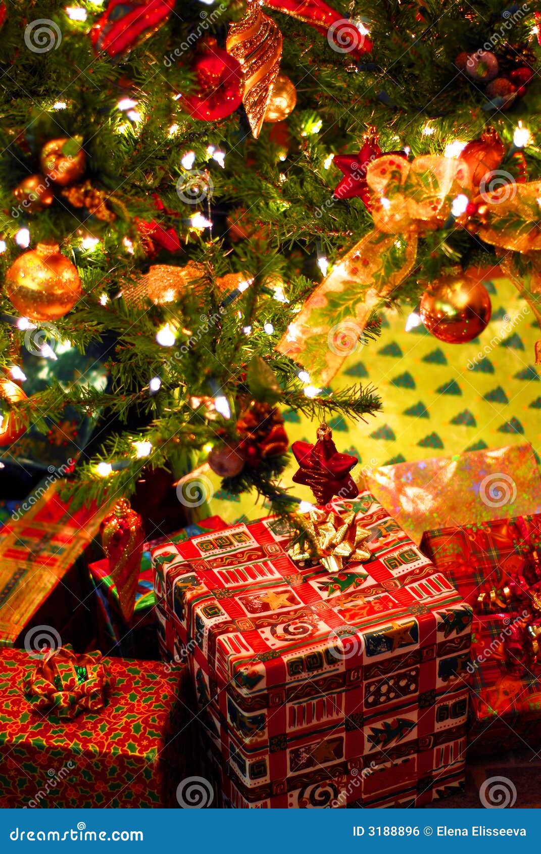 Gifts under Christmas tree stock photo. Image of holidays 3188896