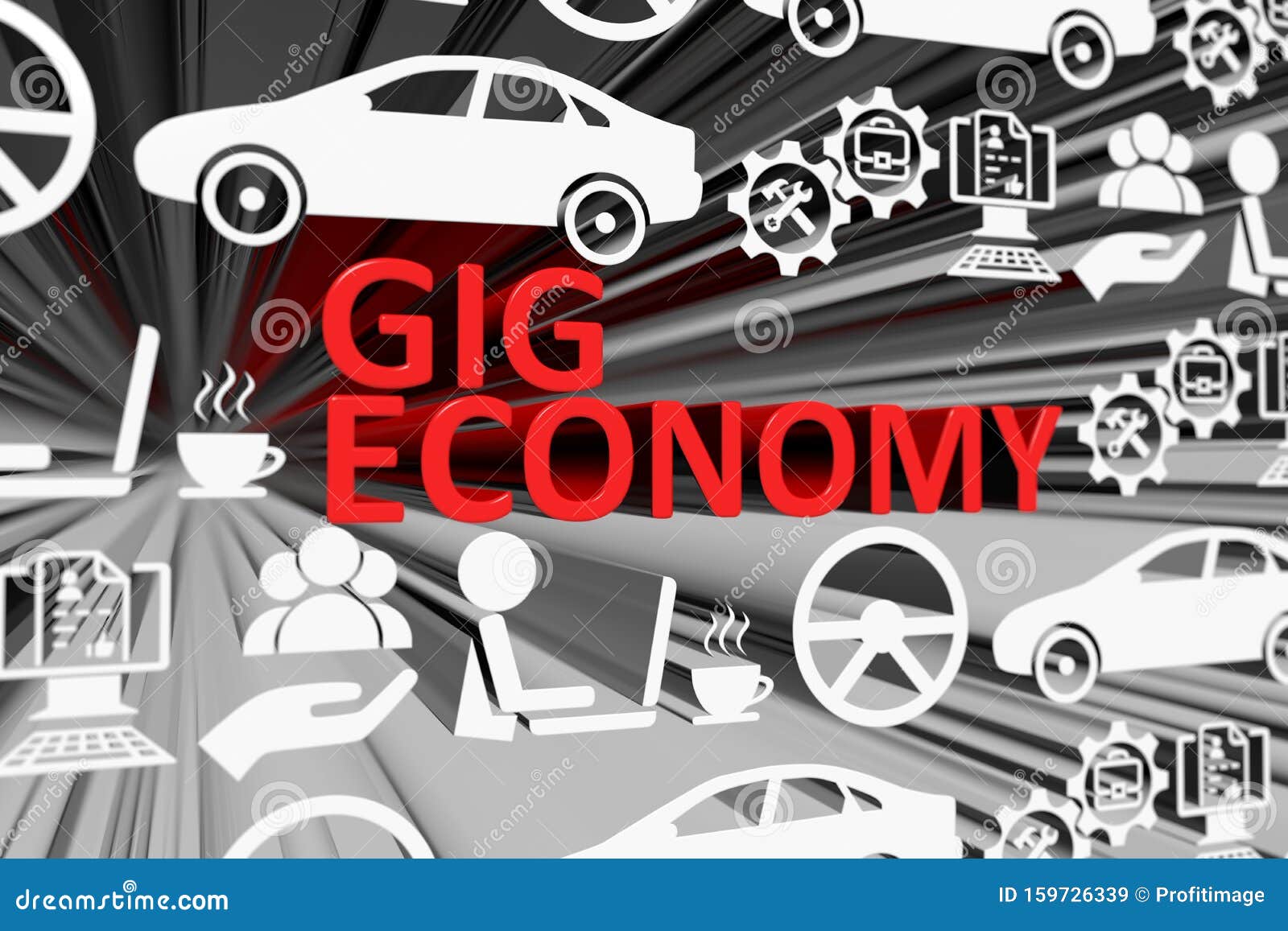 gig economy concept blurred background