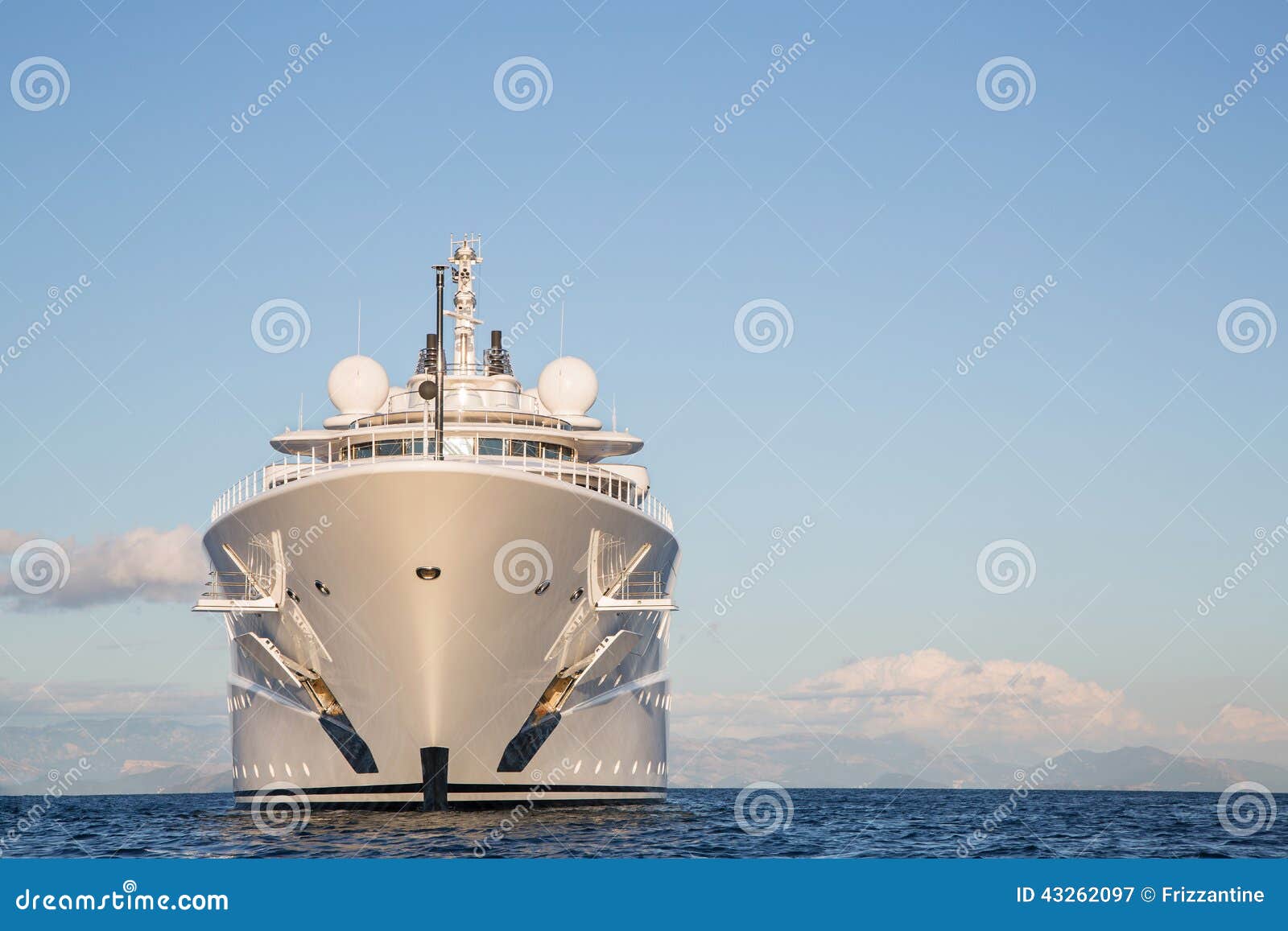 gigantic big and large luxury mega or super motor yacht on the o