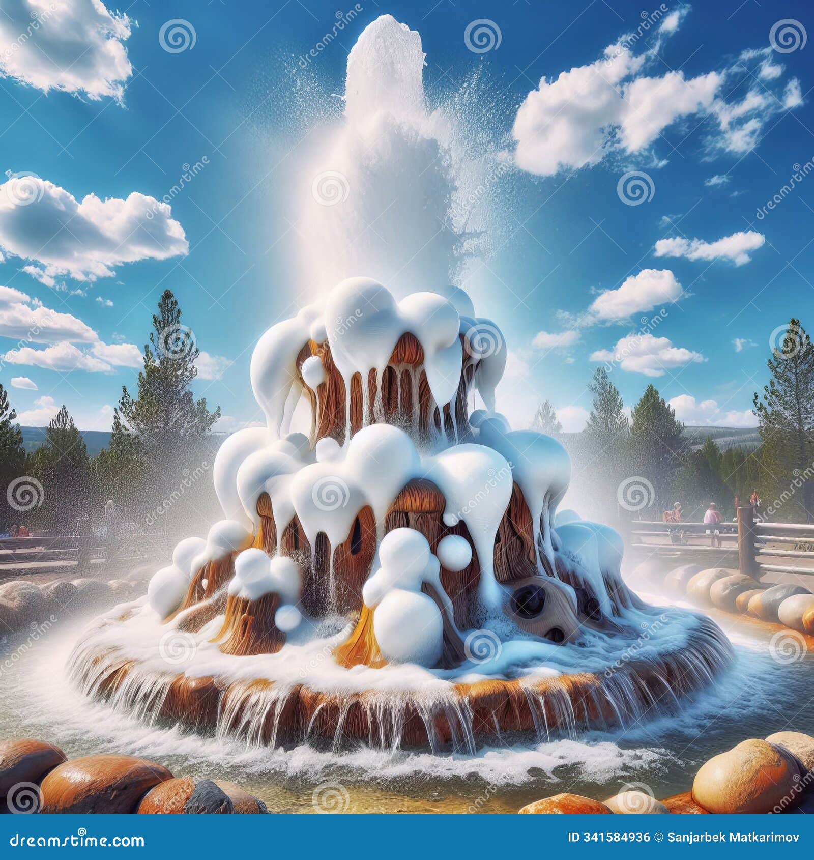 giggly geyser a bubbling foamy geyser that erupts with a playful