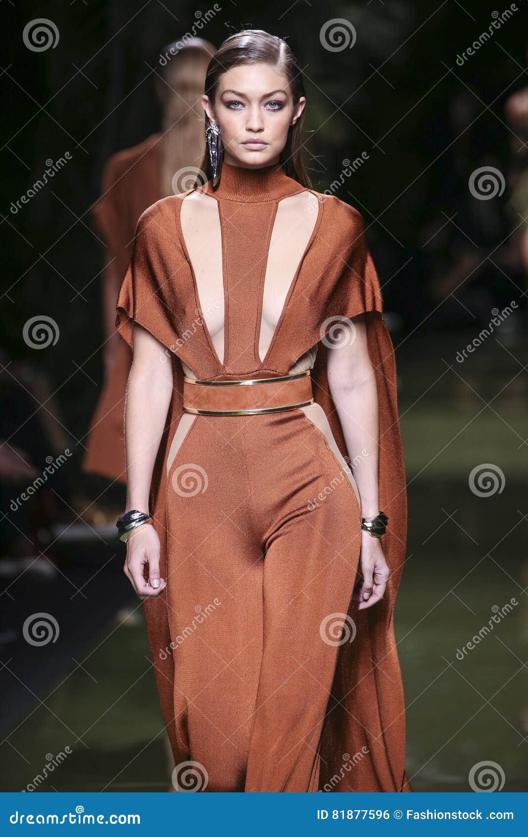 Gigi Hadid Walks Runway during the Balmain Show As Part of the Fashion Week Editorial - Image of paris, greens: 81877596