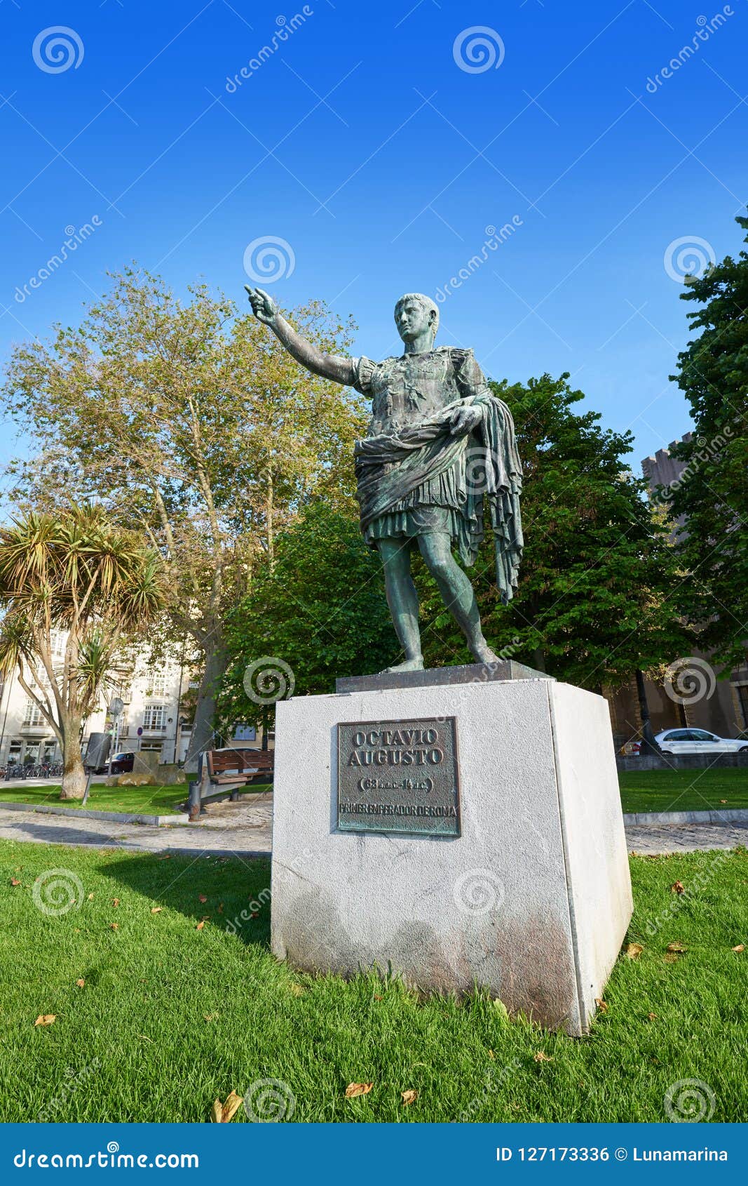 gijon antonio augusto roman statue asturias spain