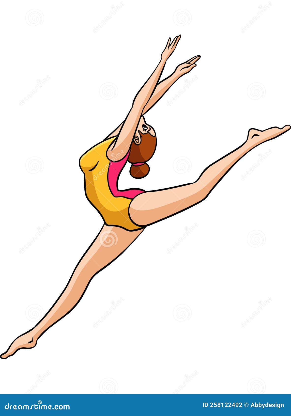 Conjunto De Hermosa Niña Haciendo Gimnasia Rítmica Con Cinta, Bola, Aro,  Ilustración Vectorial De Dibujos Animados Aislado Sobre Fondo Blanco.  Hermosa Gimnasta Rítmica Ejercicio Con Cinta, Bola, Aro Ilustraciones svg,  vectoriales, clip