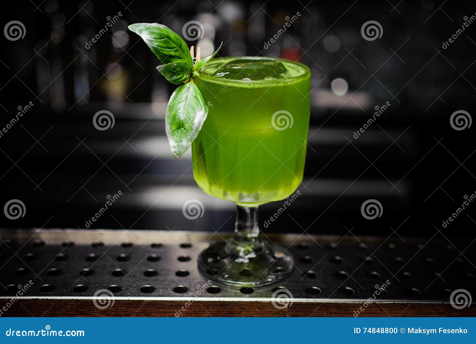 Gin Basil Smash Cocktail at the Bar Stock Photo Image of juice, cold