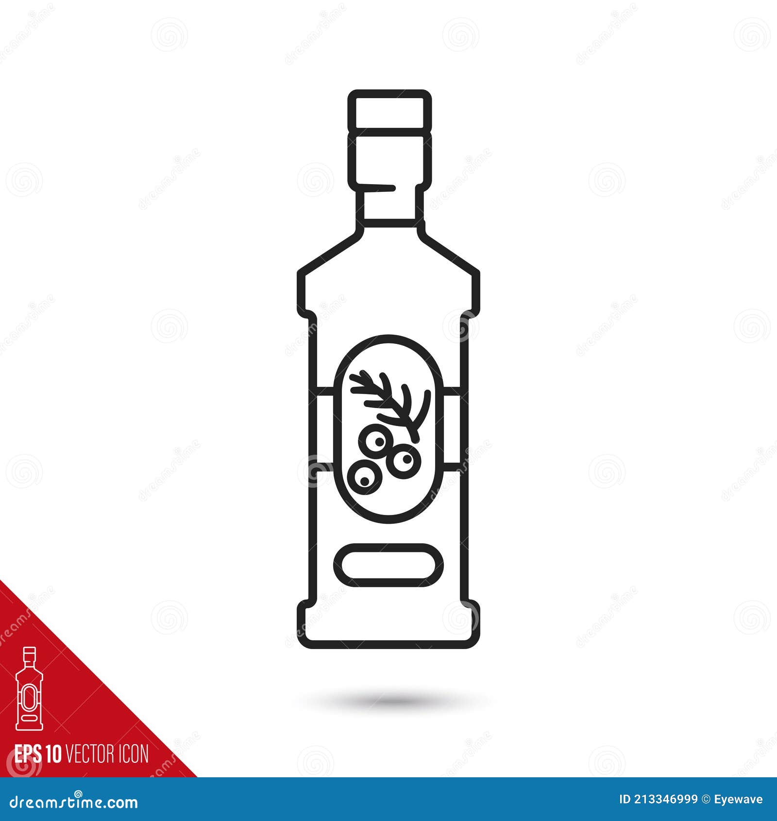 Gin Bottle Line Icon Vector Stock Vector Illustration of outline