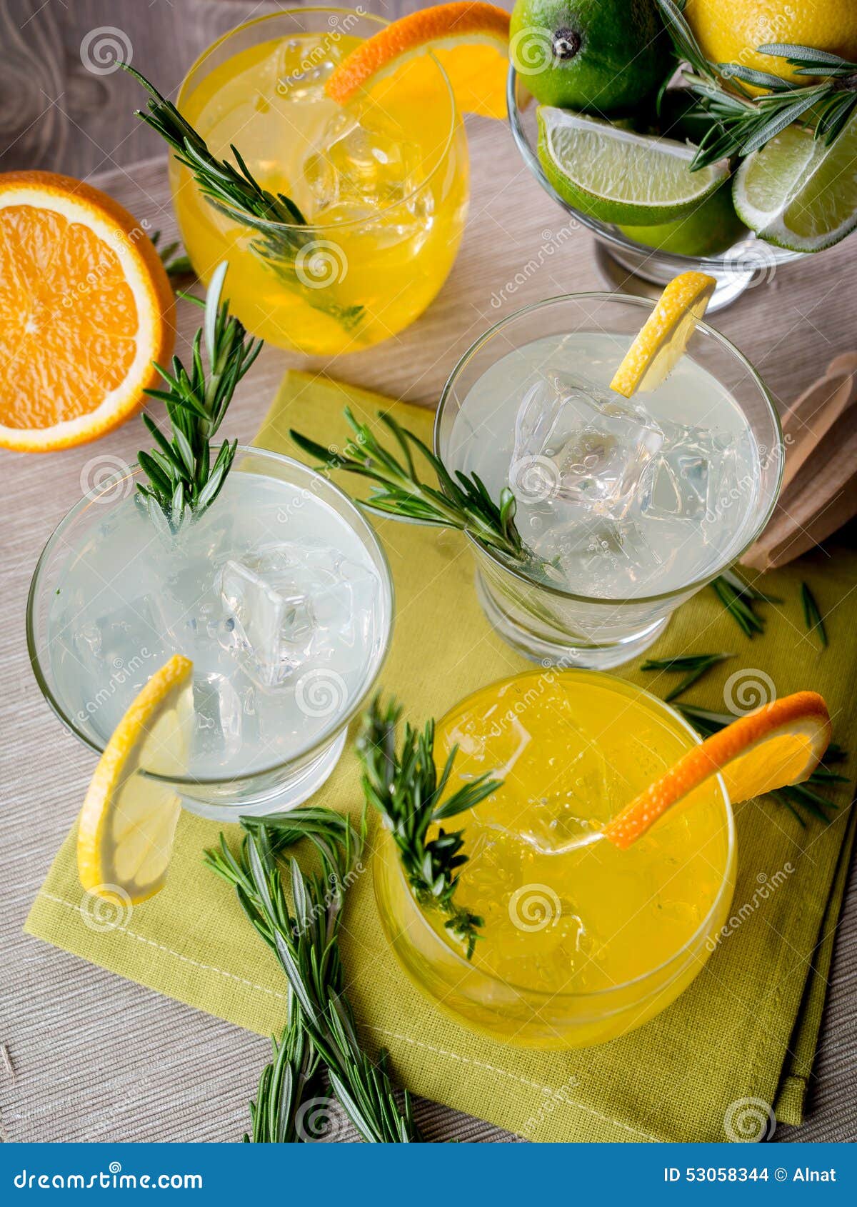 Gin cocktails stock photo. Image of citrus, table, fruit 53058344