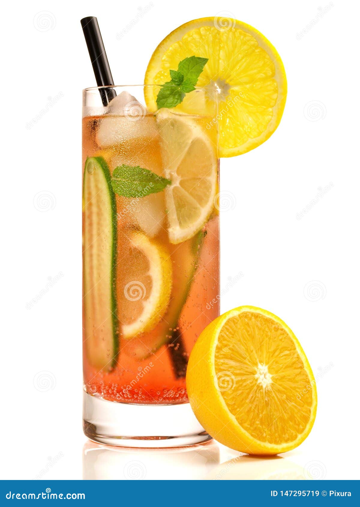 Gin Number One Cocktail on White Background Stock Image Image of