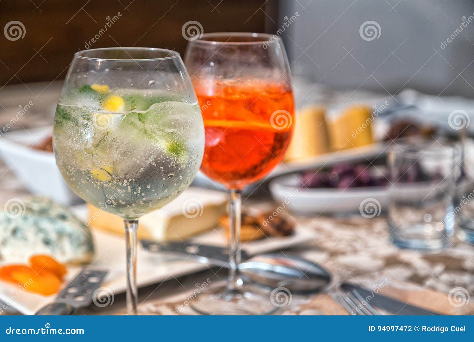 Gin Tonic and Aperol Spritz Stock Photo Image of appetizer, liquid