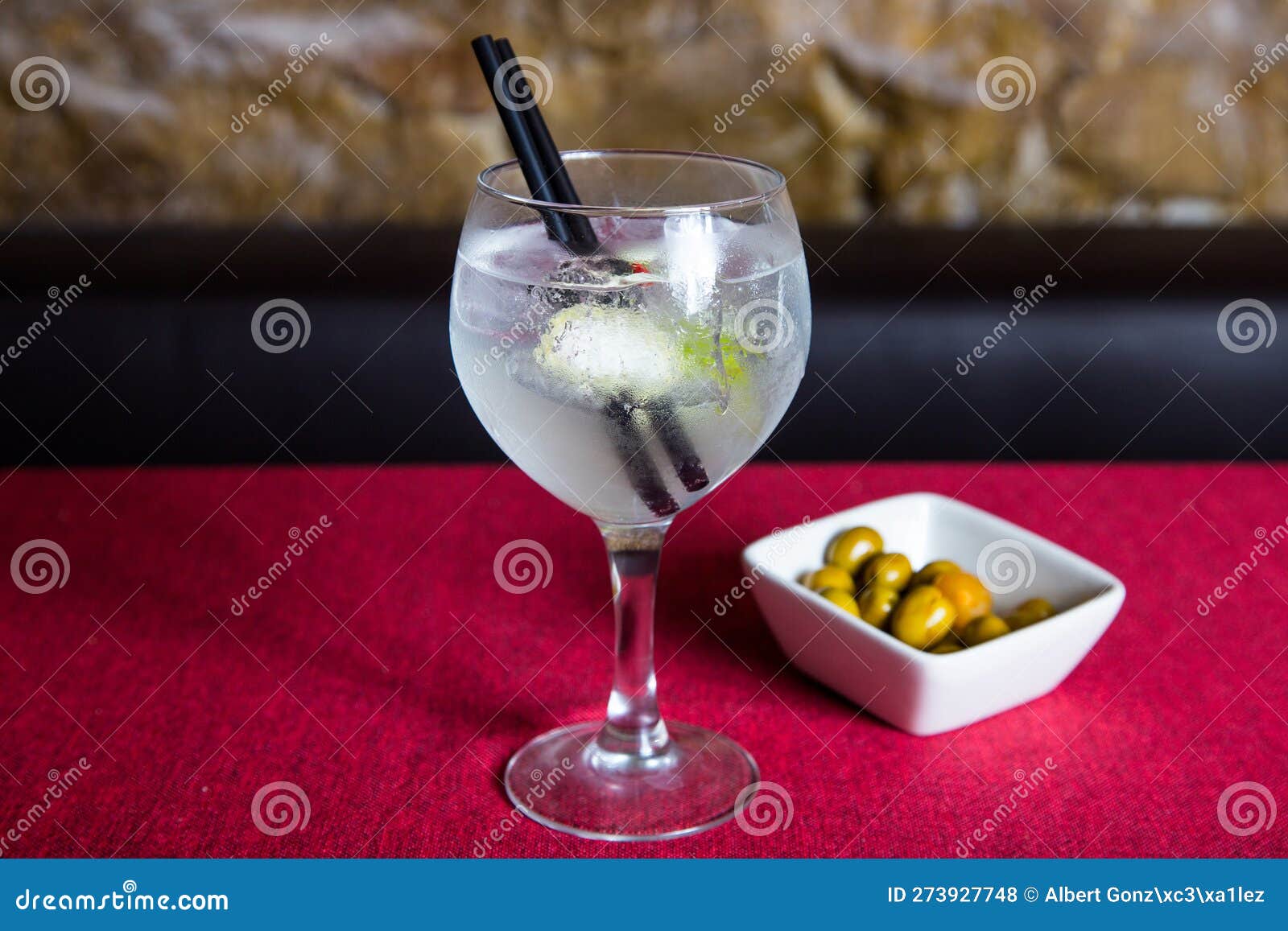 Gin and Tonic Served in a Balloon Glass Stock Photo Image of burning