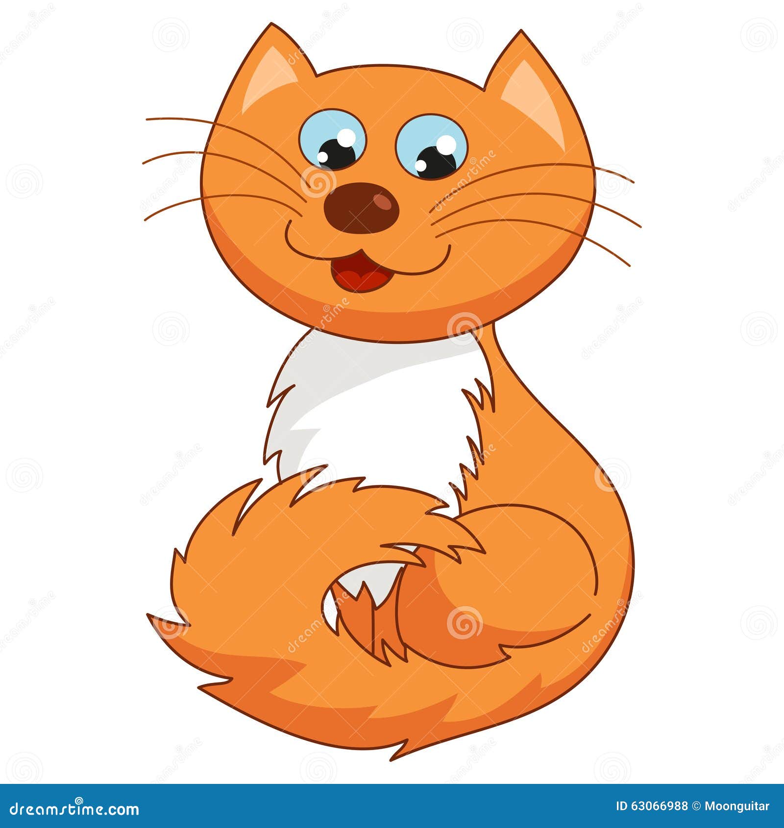 Red Cat cute funny character in doodle cartoon style. Ginger