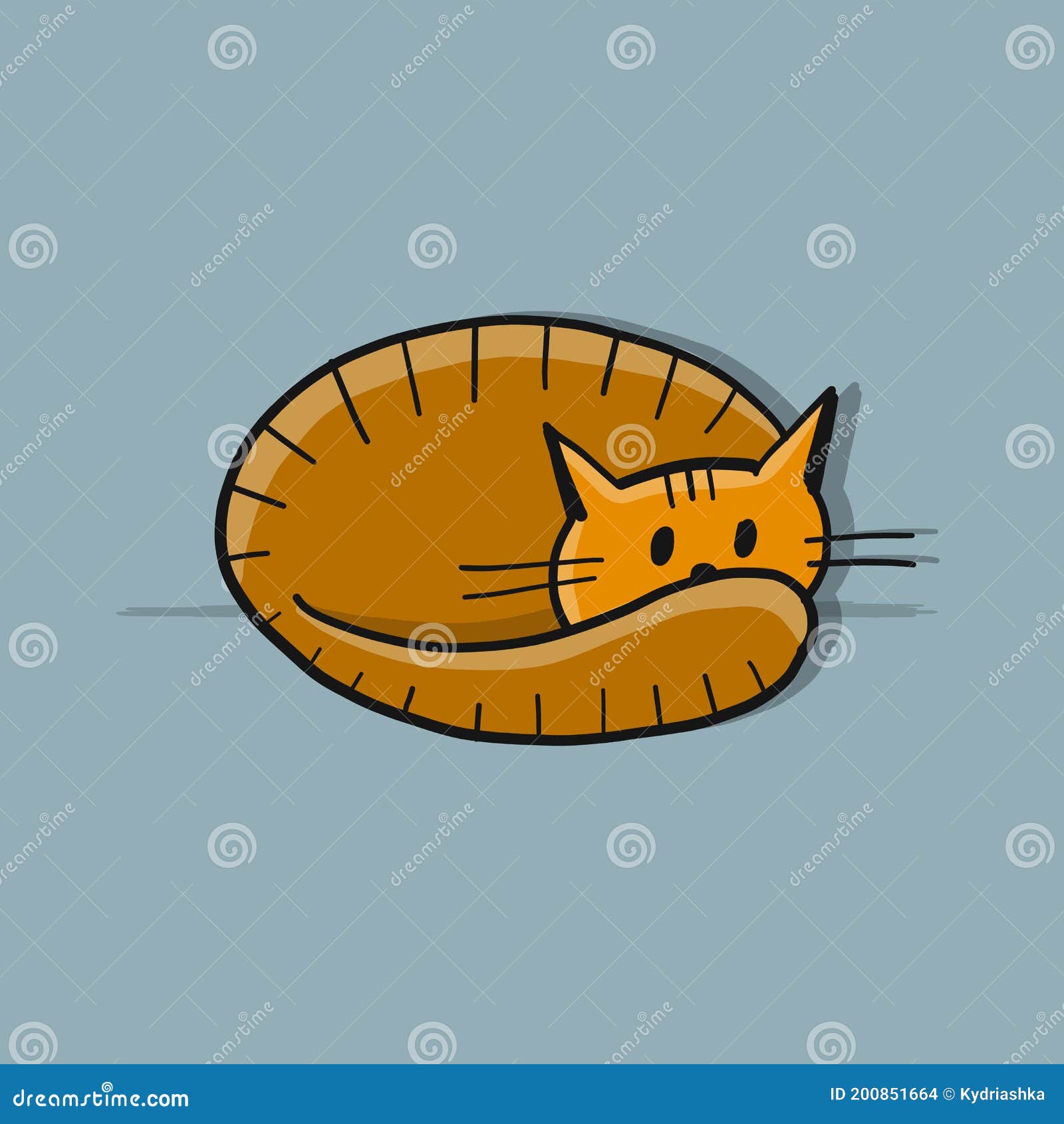 Ginger Cat Character, Sketch for Your Design Stock Vector