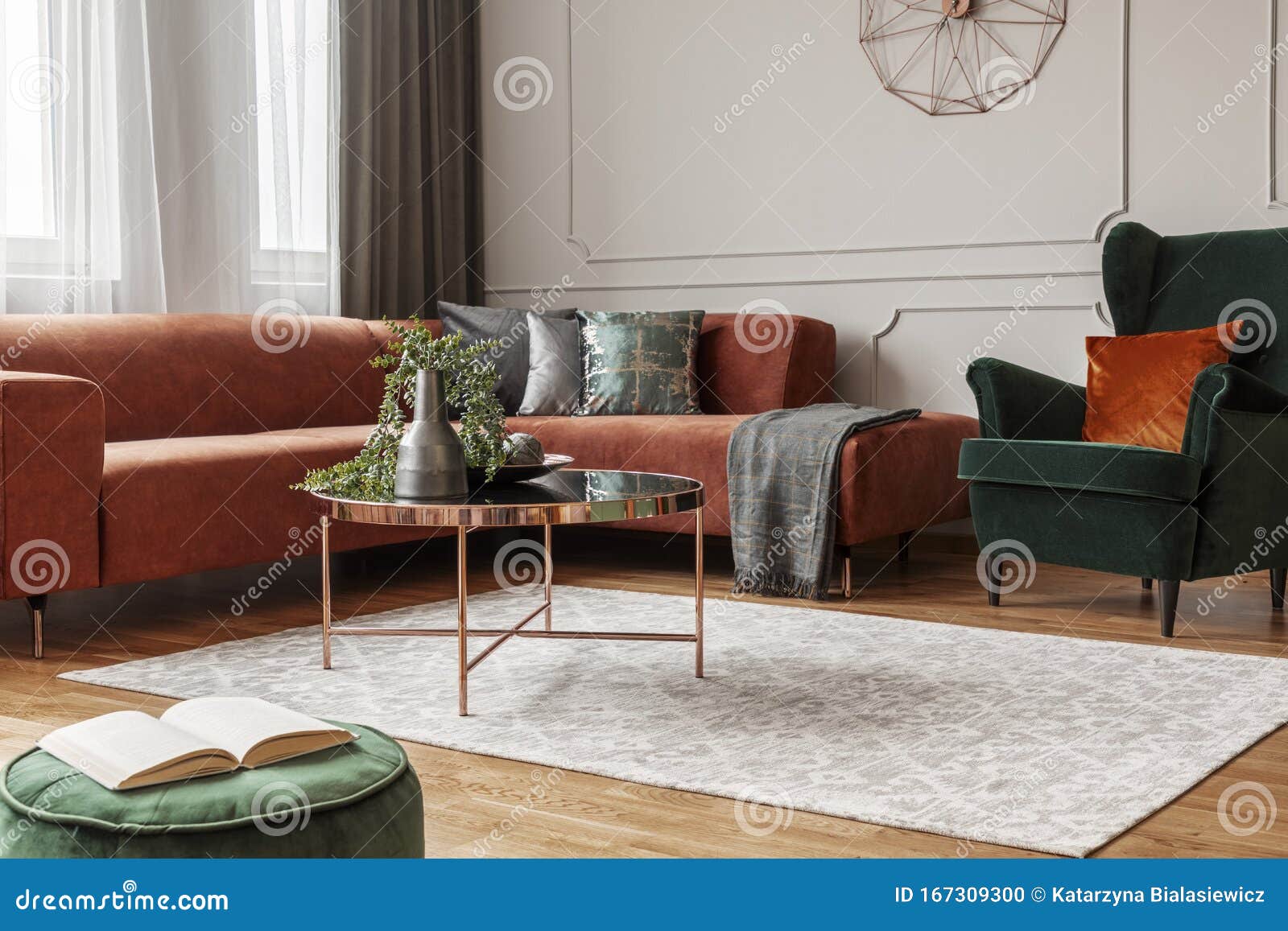 Ginger Corner Sofa In Grey Living Room Stock Photo Image
