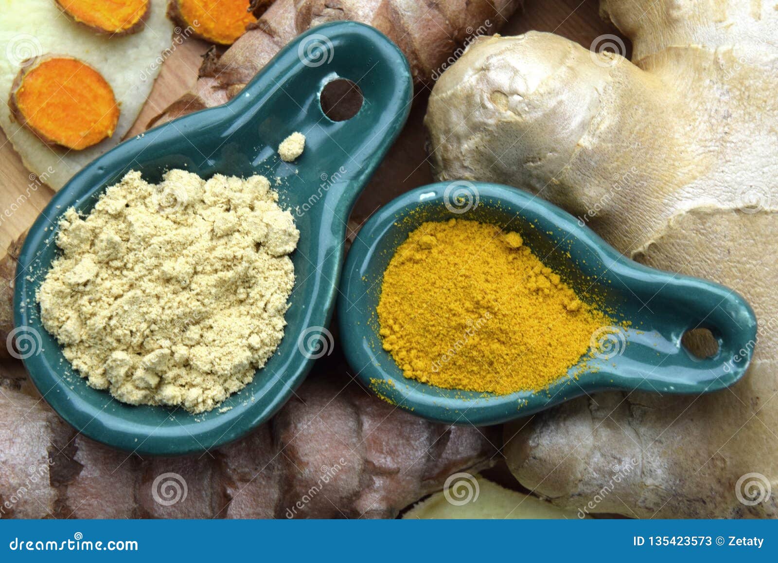 Ginger and Curcumin Spice Powder Root Slice Stock Image Image of