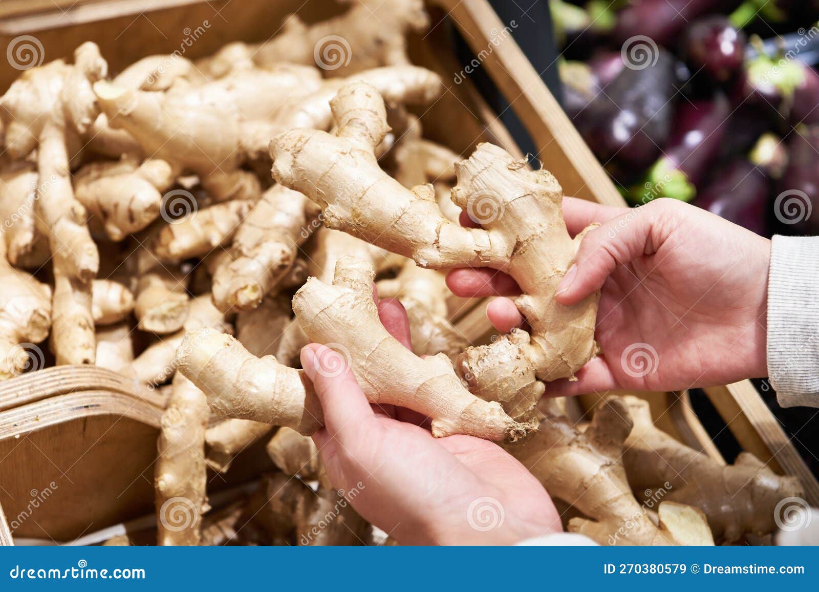 Ginger in Hands of in Store Stock Image Image of supermarket, organic