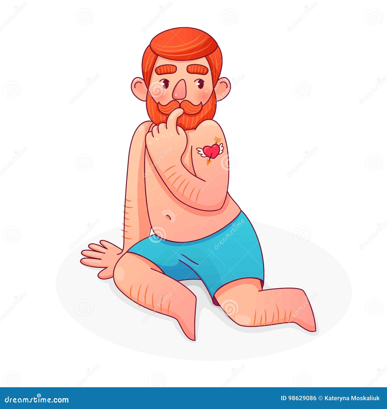 Ginger Shirtless Man in Boxers. Pin-up Male with Vintage Tattoo Stock Vector - Illustration of body, beautiful: 98629086