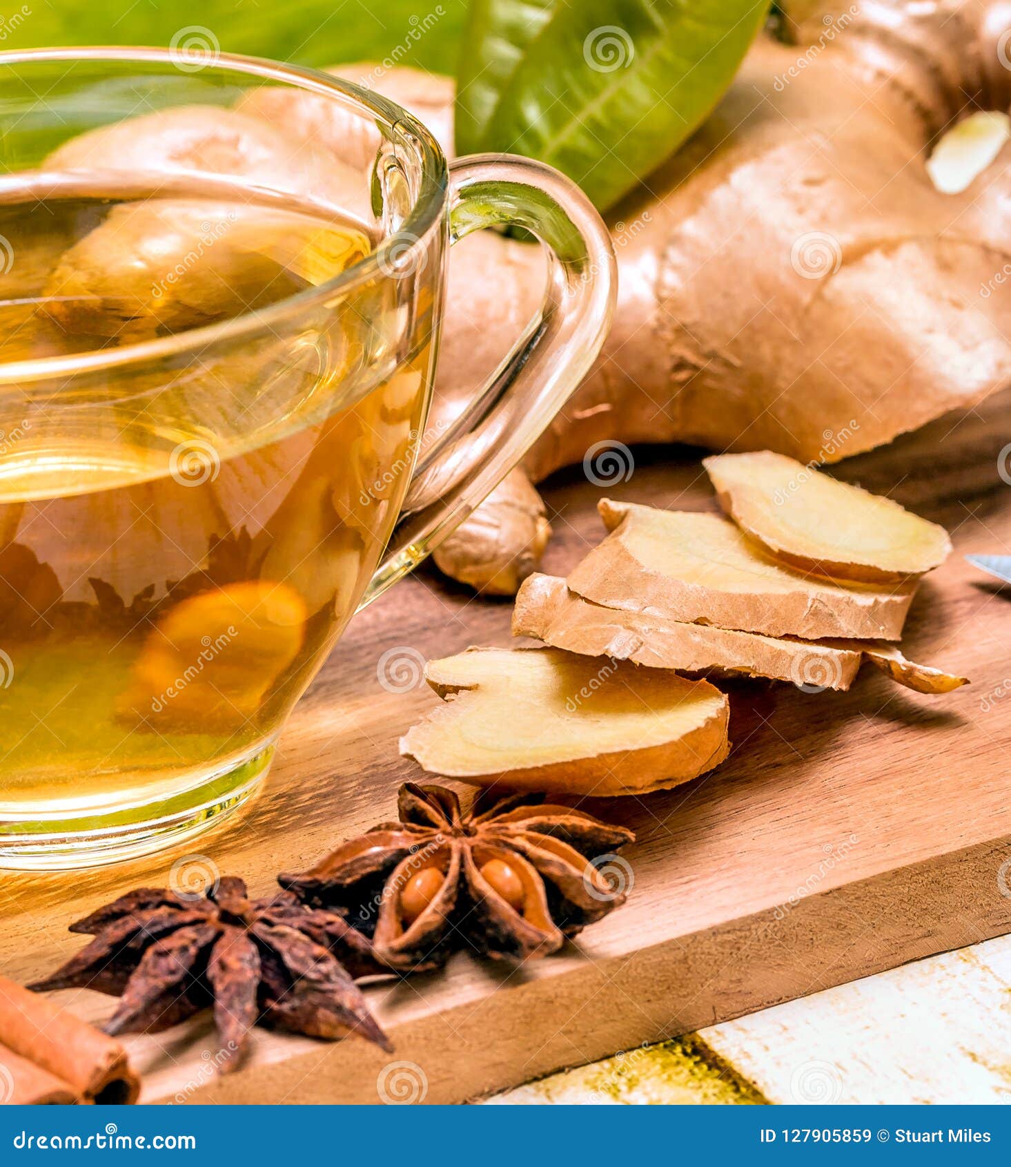 Ginger Tea Cup Means Refresh Erval E Bebida Imagem de Stock Imagem de