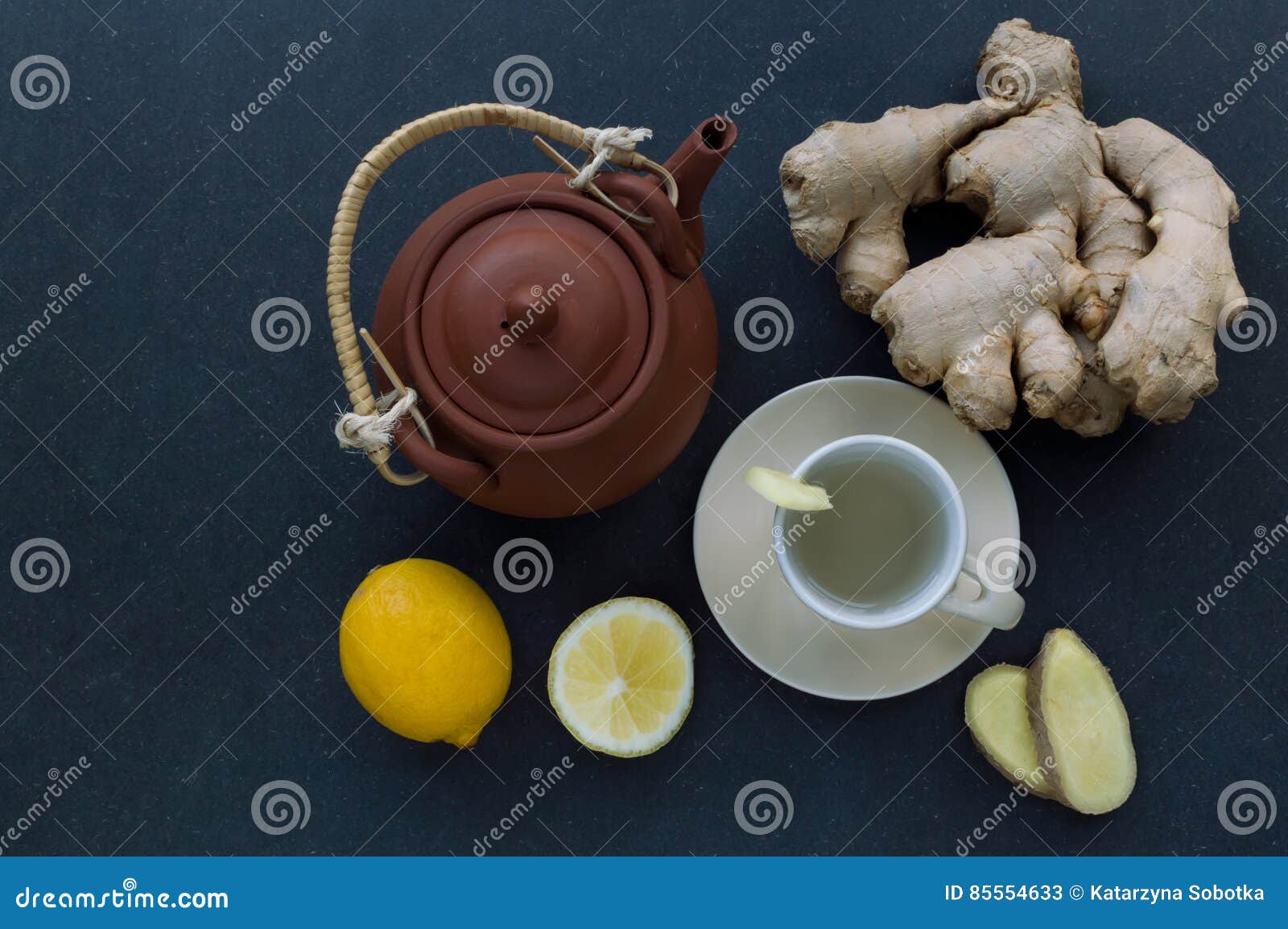 Ginger Tea, Fresh Ginger Root, Lemon Stock Image Image of healthy