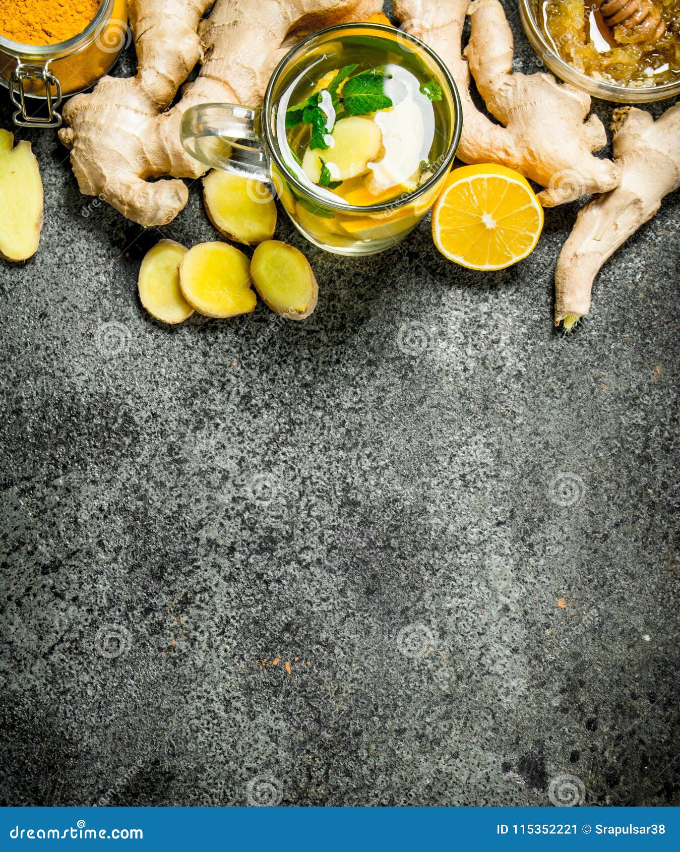 Ginger Tea with Mint and Honey. Stock Image Image of healthy