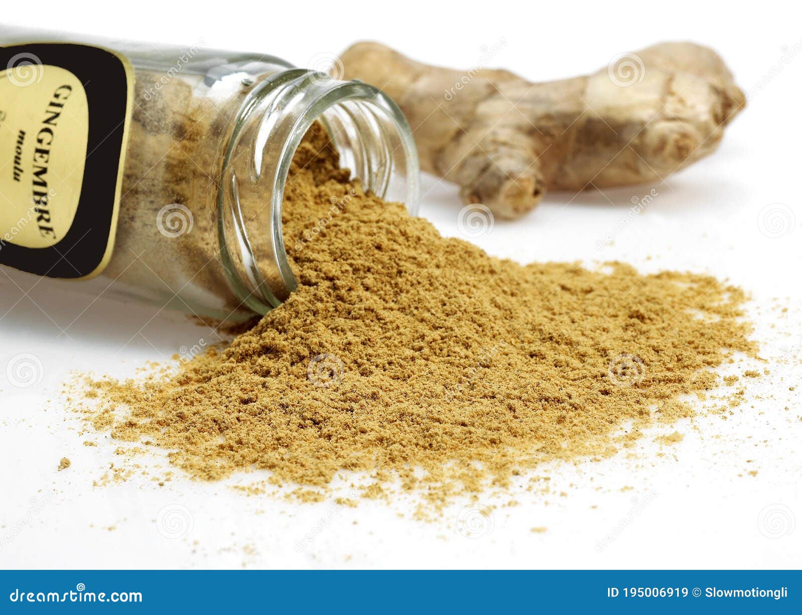 GINGER Zingiber Officinale, ROOT and POWDER Stock Image Image of food