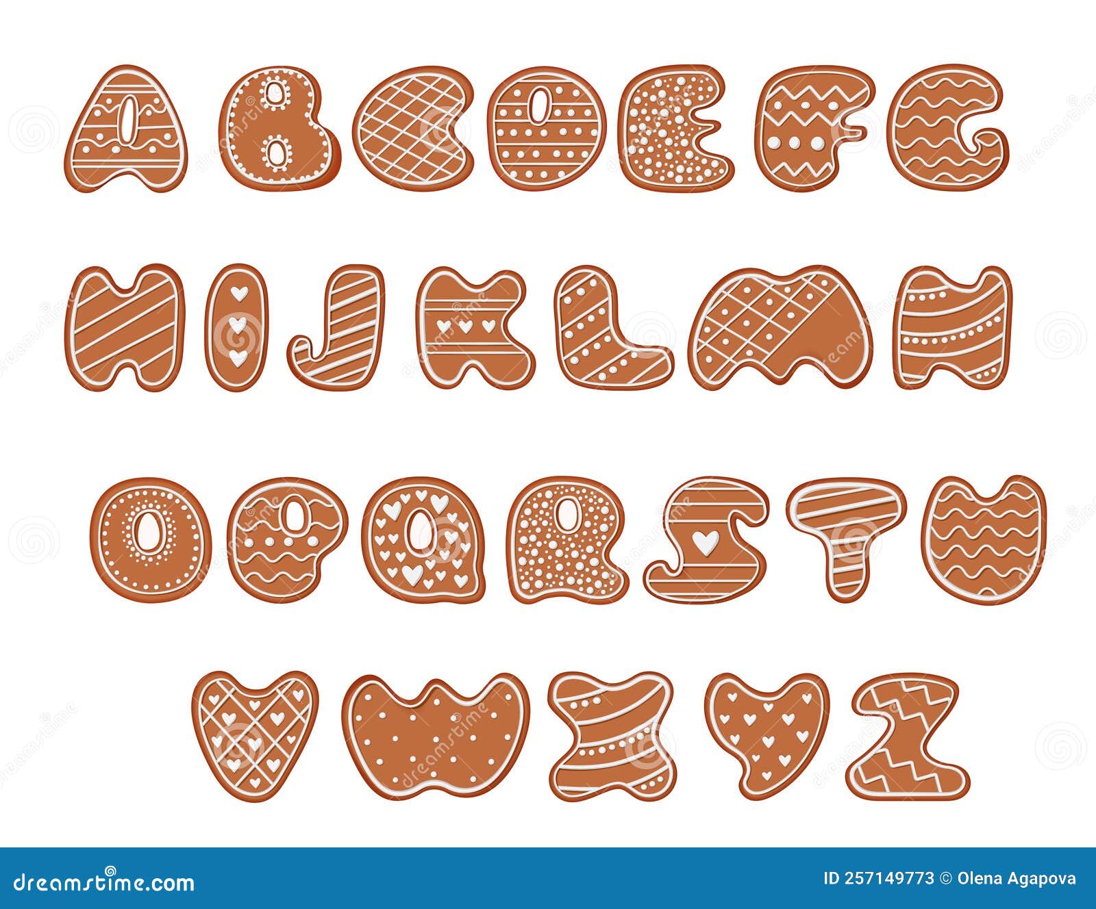 Gingerbread Alphabet. Creative Gingerbread Typography Design. Biscuit