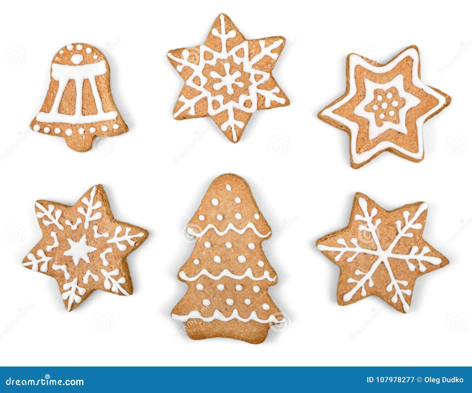 Gingerbread Cookies on White Background. Snowflake Stock Illustration ...