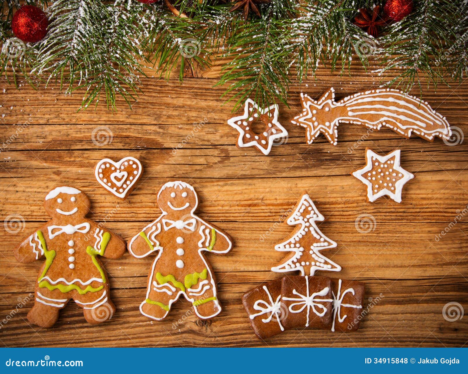 Gingerbread Happy Creatures on Wood Stock Photo - Image of dried, food ...