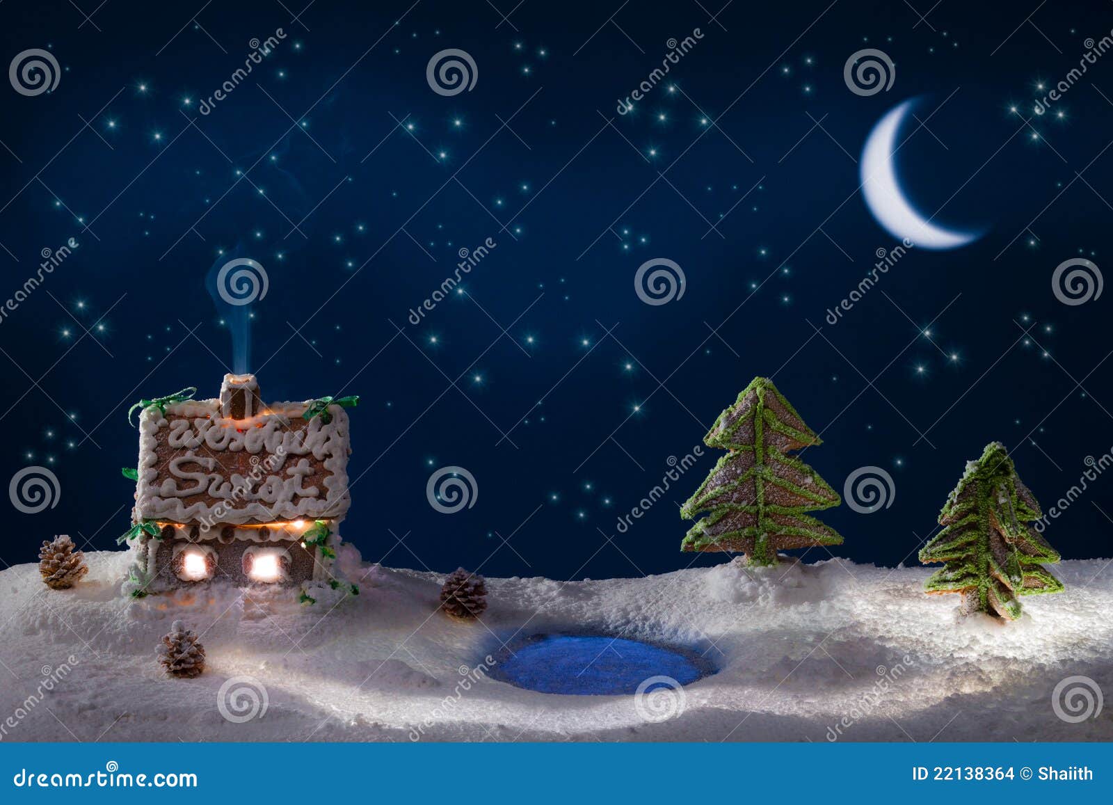 Gingerbread Home at the Night Stock Photo - Image of scene, christmas ...