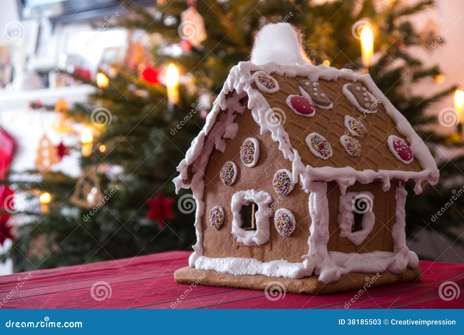 Gingerbread House and Christmas Tree Stock Image Image of daylight