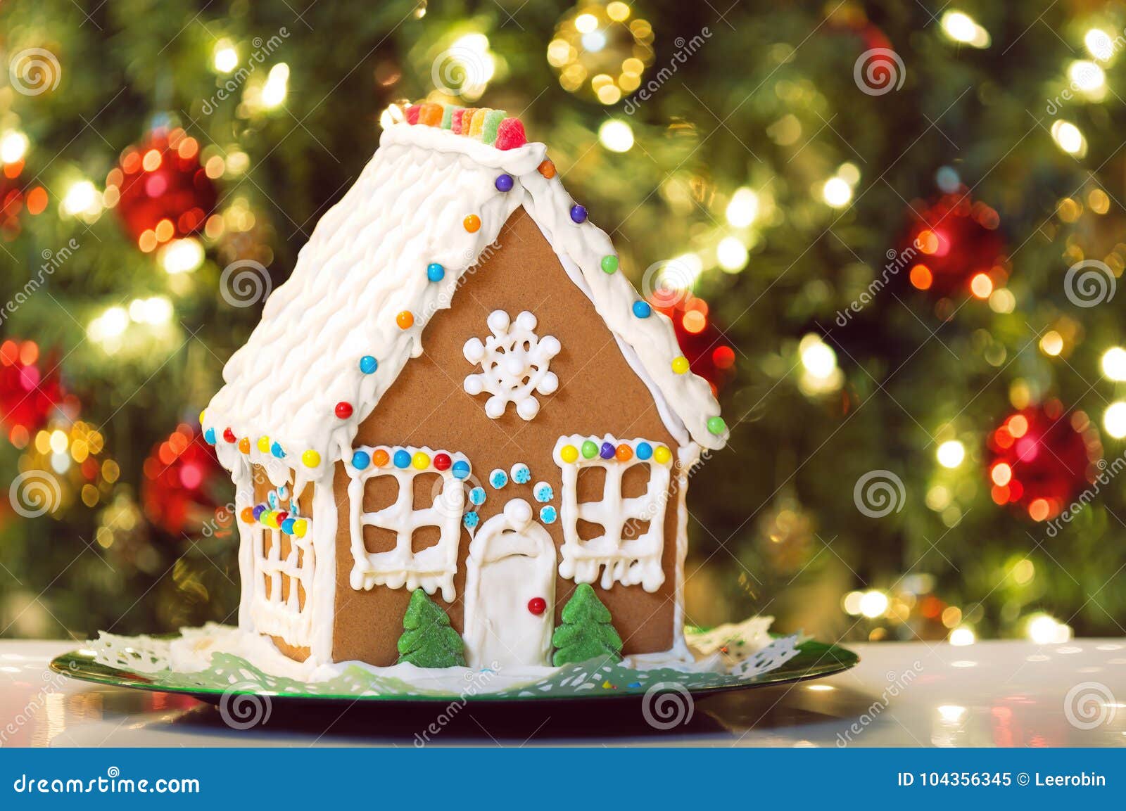 Download Gingerbread House And Christmas Tree Stock Image Image of season colorful