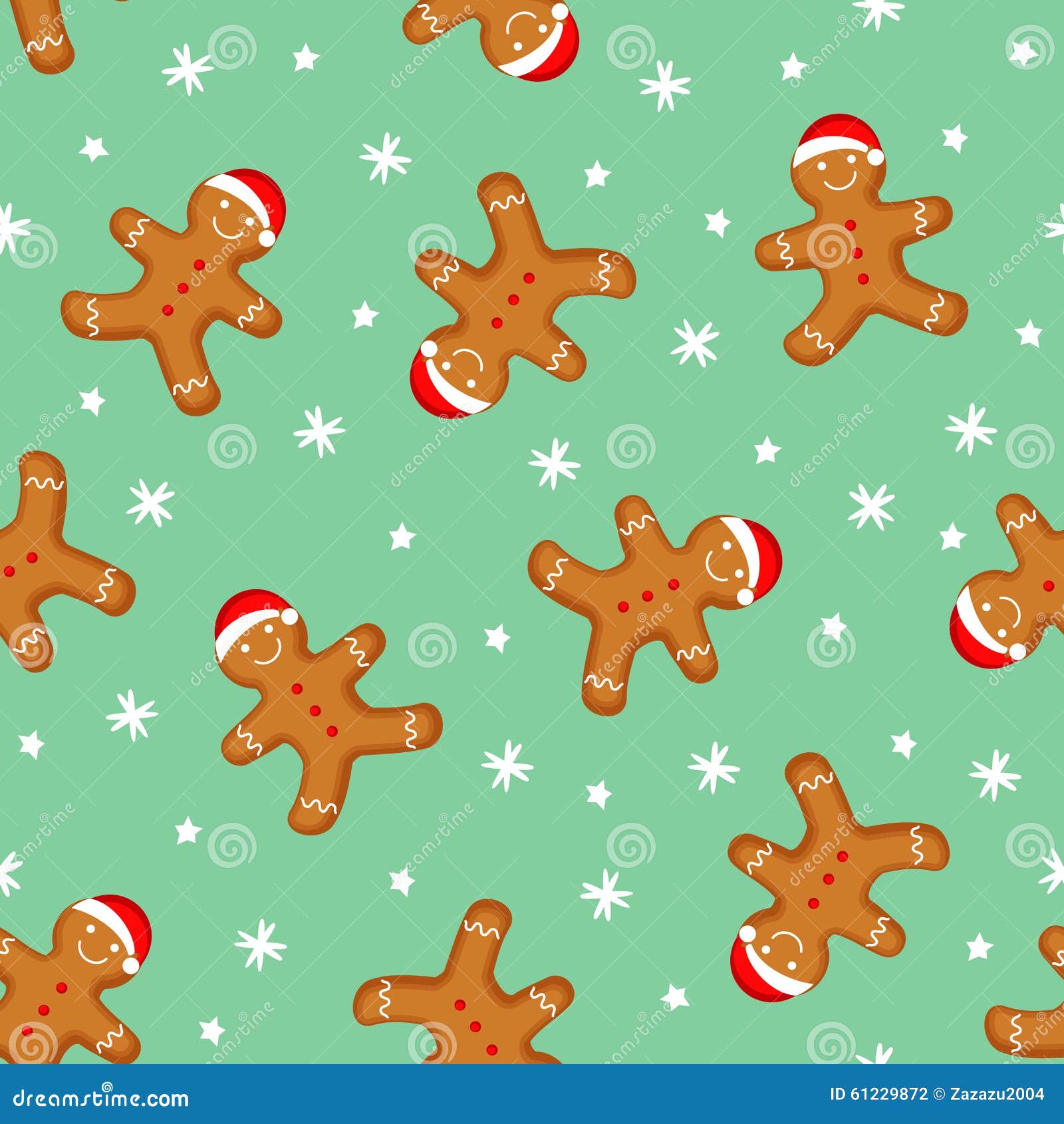 Gingerbread Man Seamless Pattern. Cute Vector Background 