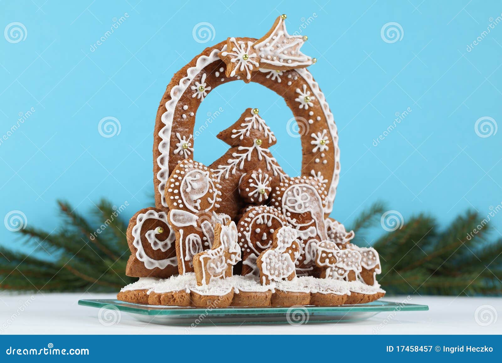 Gingerbread nativity scene stock image. Image of background 17458457