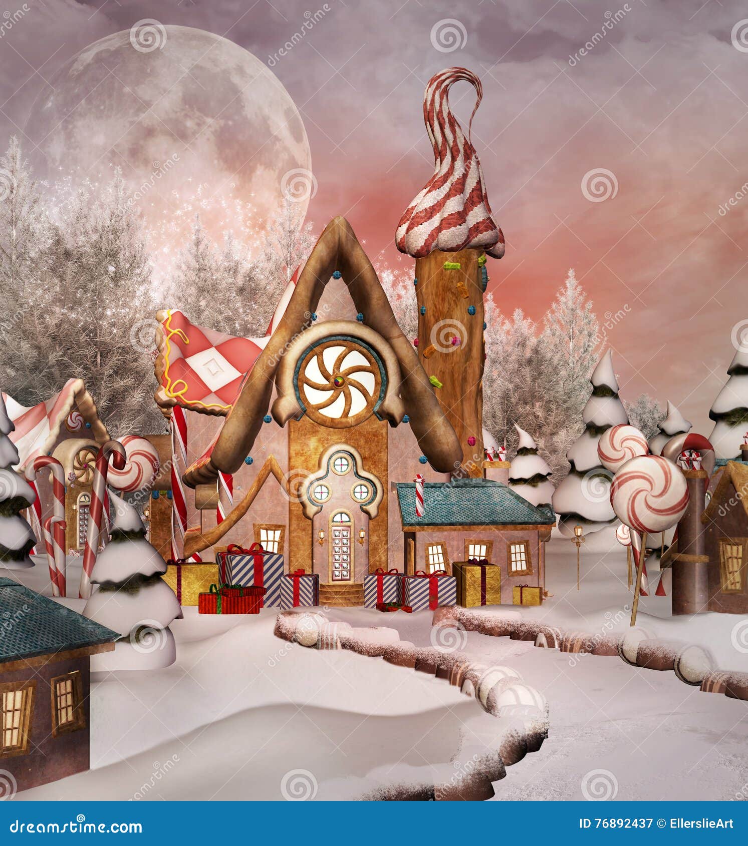 gingerbread snowy village