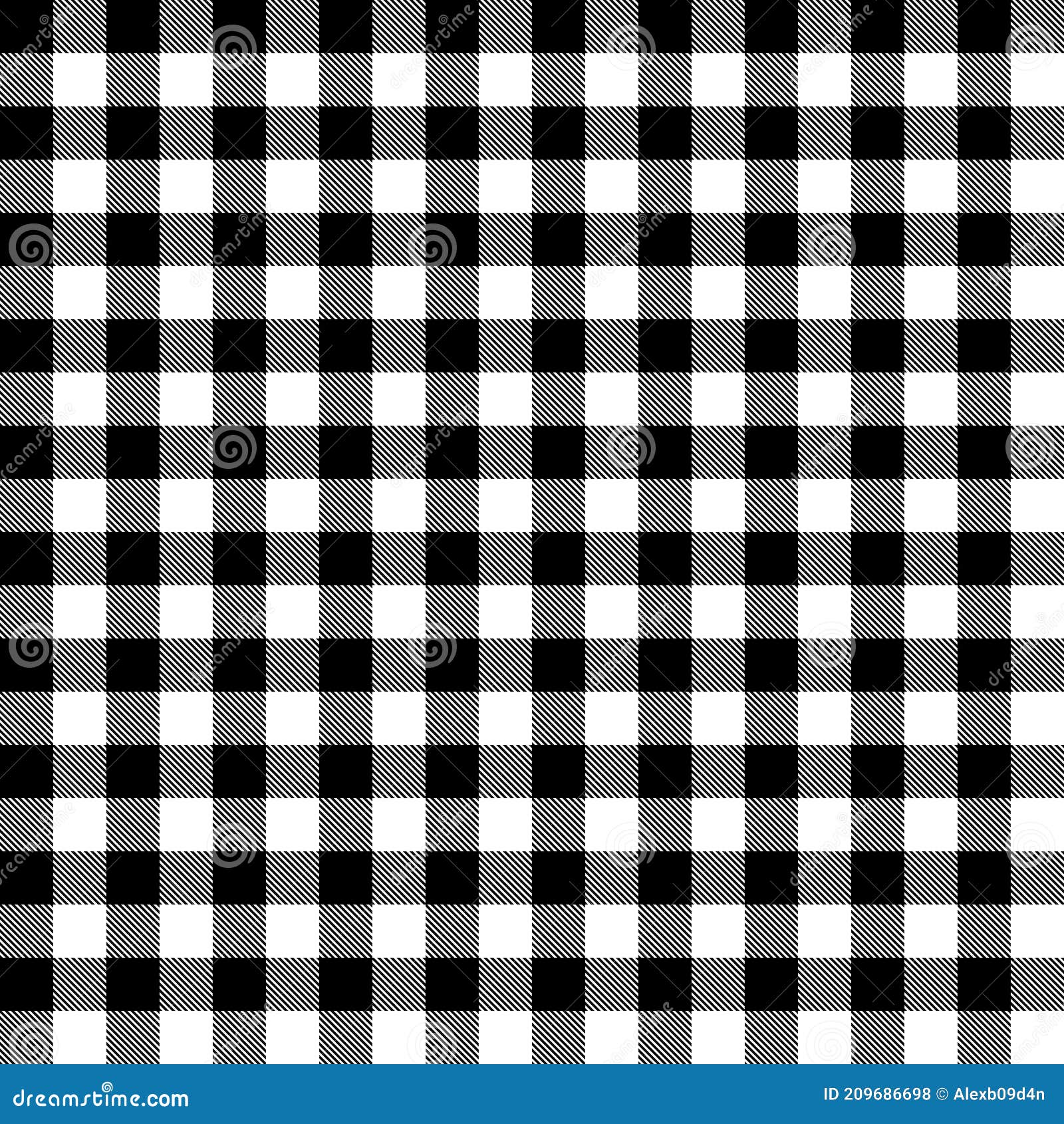 Gingham Black Checkered Seamless Pattern. Plaid Repeat Design ...