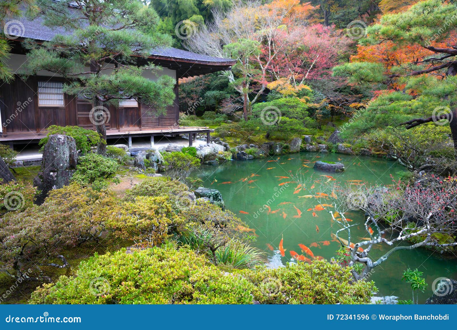 Japanese Garden in Ginkakuji Temple, Kyoto Japan