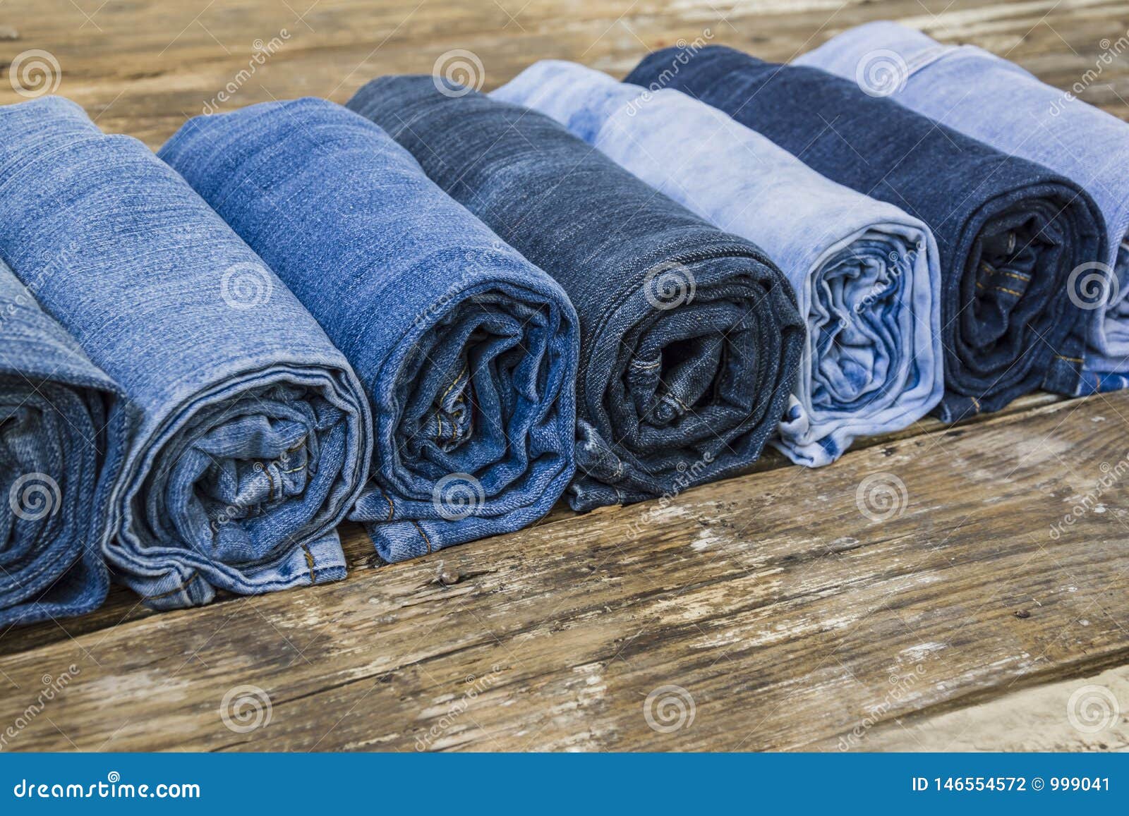 Gins, Denim of Different Blue Shades. Stock Photo - Image of cotton ...