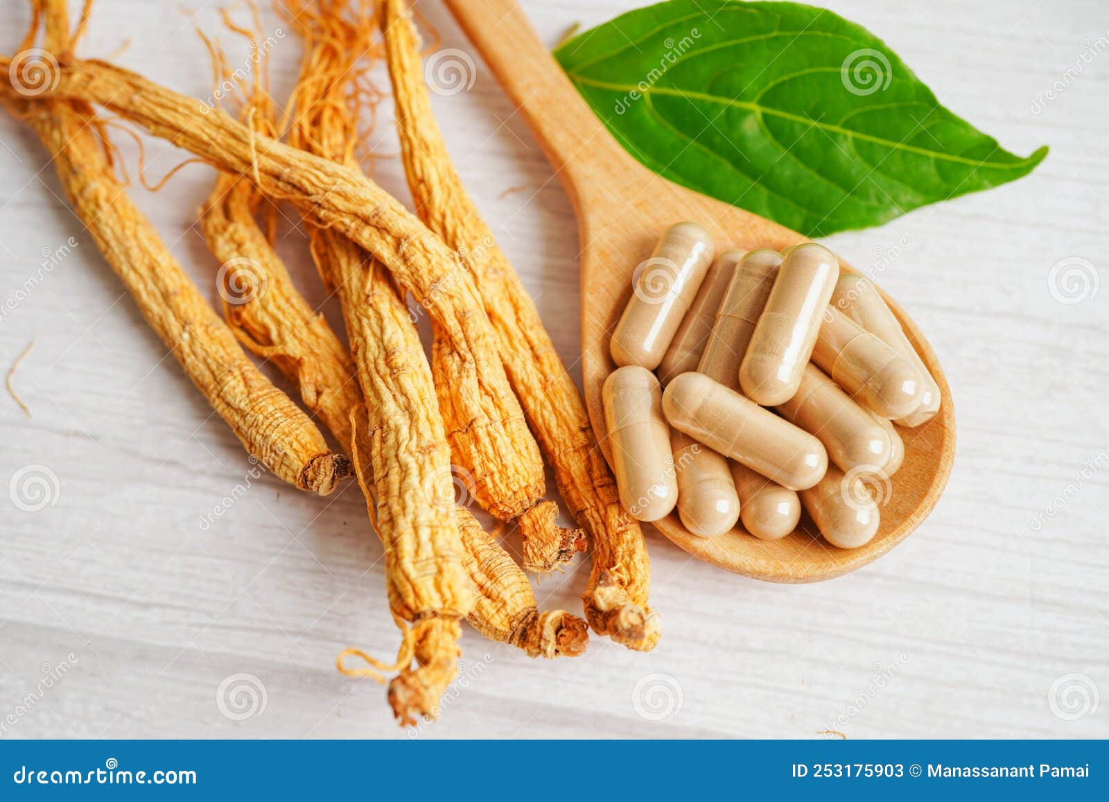 Ginseng Roots and Green Leaf, Healthy Food Stock Image Image of asia