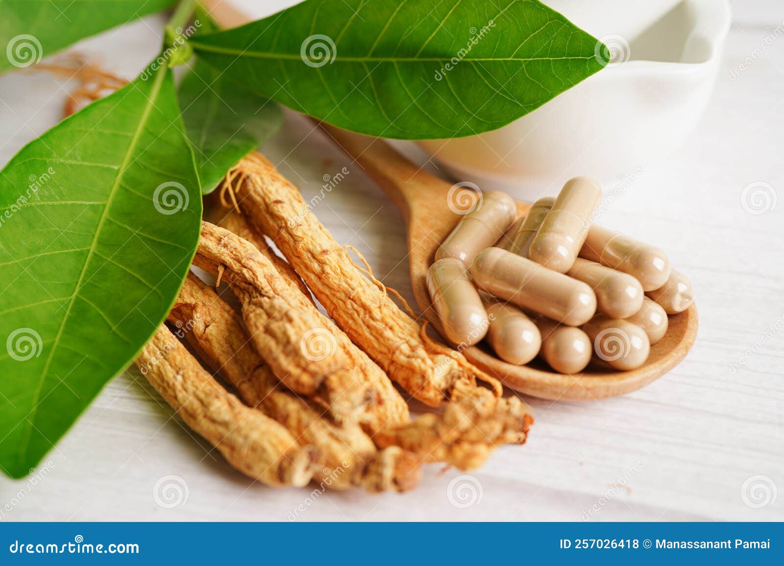 Ginseng Roots and Green Leaf, Healthy Food Stock Photo Image of asia