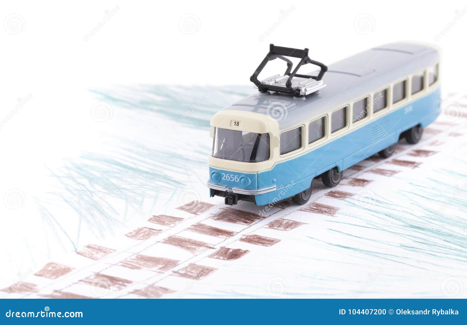 Giochi Il Tram in Blu Sul Disegno Del Bambino, Trasporto Pubblico