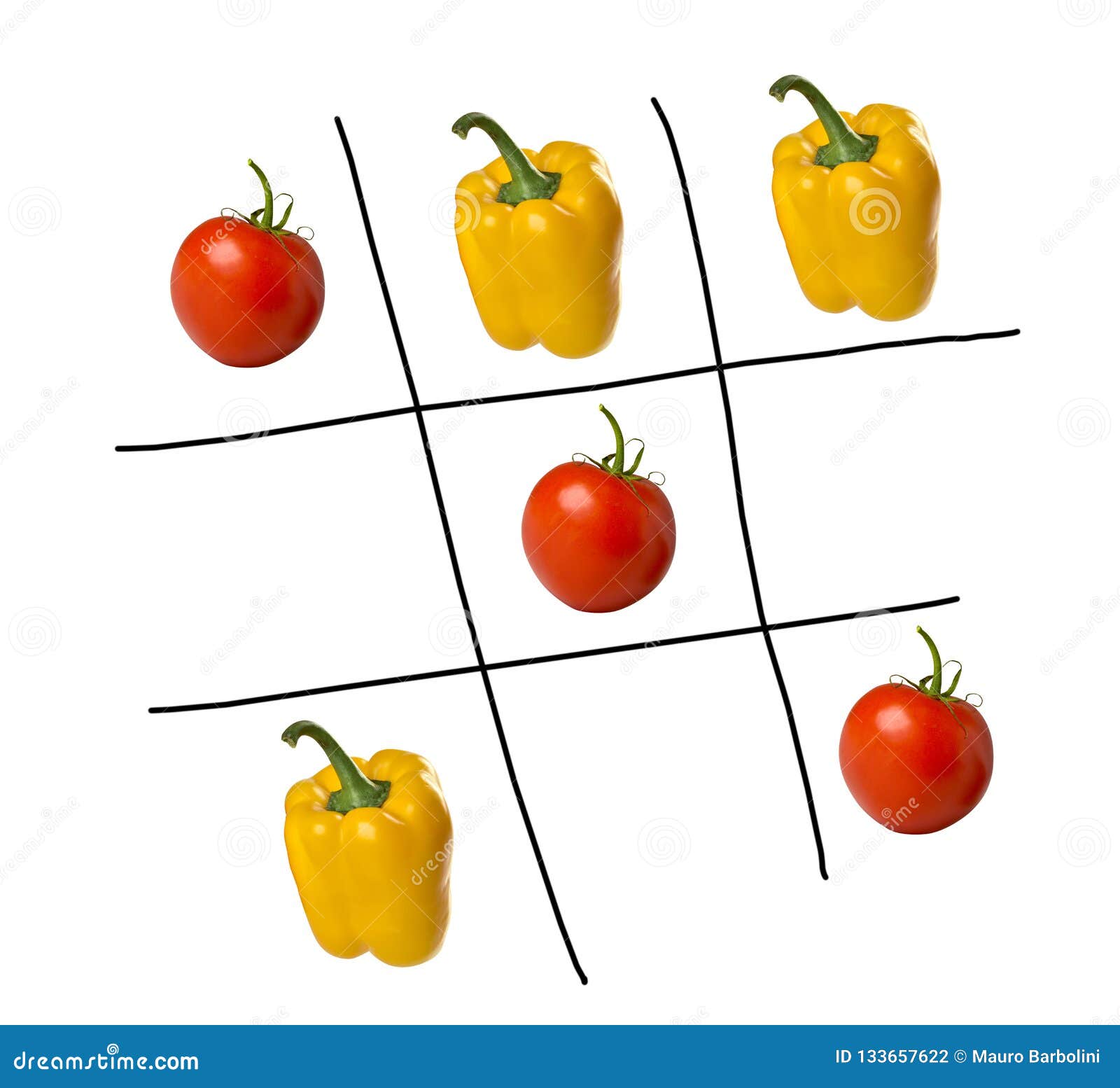 gioco del trisgame of tris with vegetables