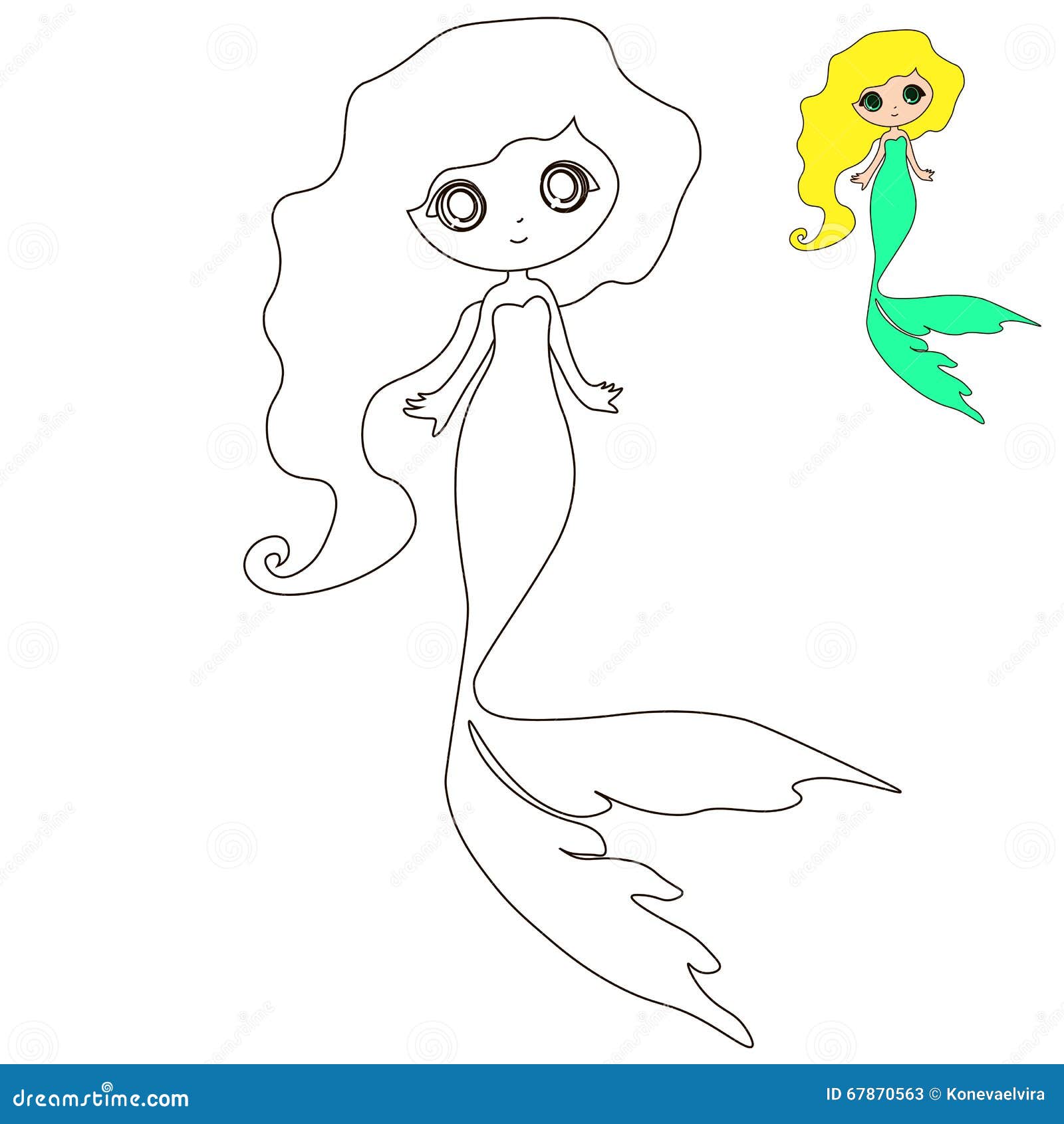 Gioco di istruzione per i bambini azione sveglie del fumetto della coda della sirena del bambino del libro da colorare piccole