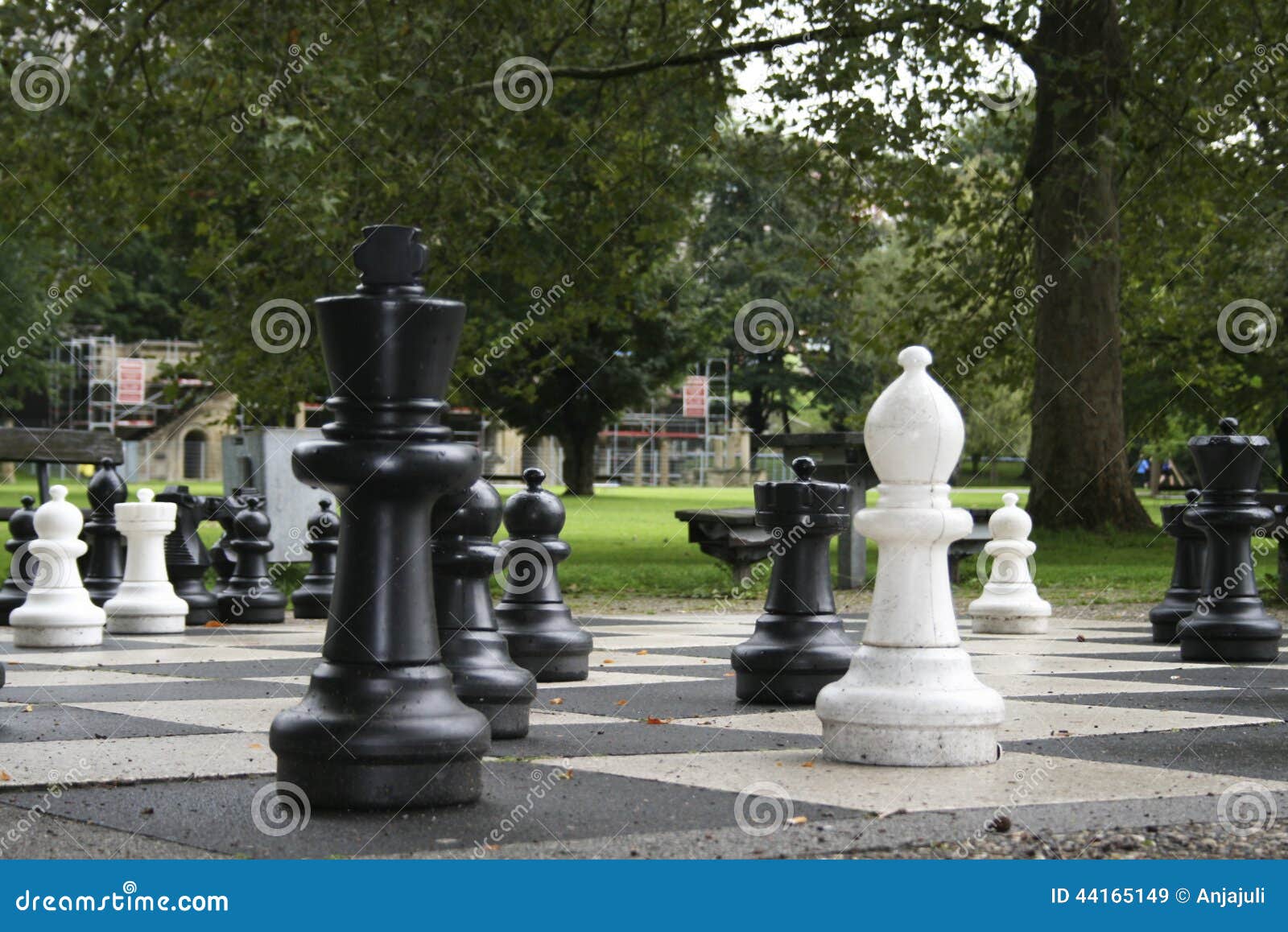 Gioco di scacchi in parco fuori