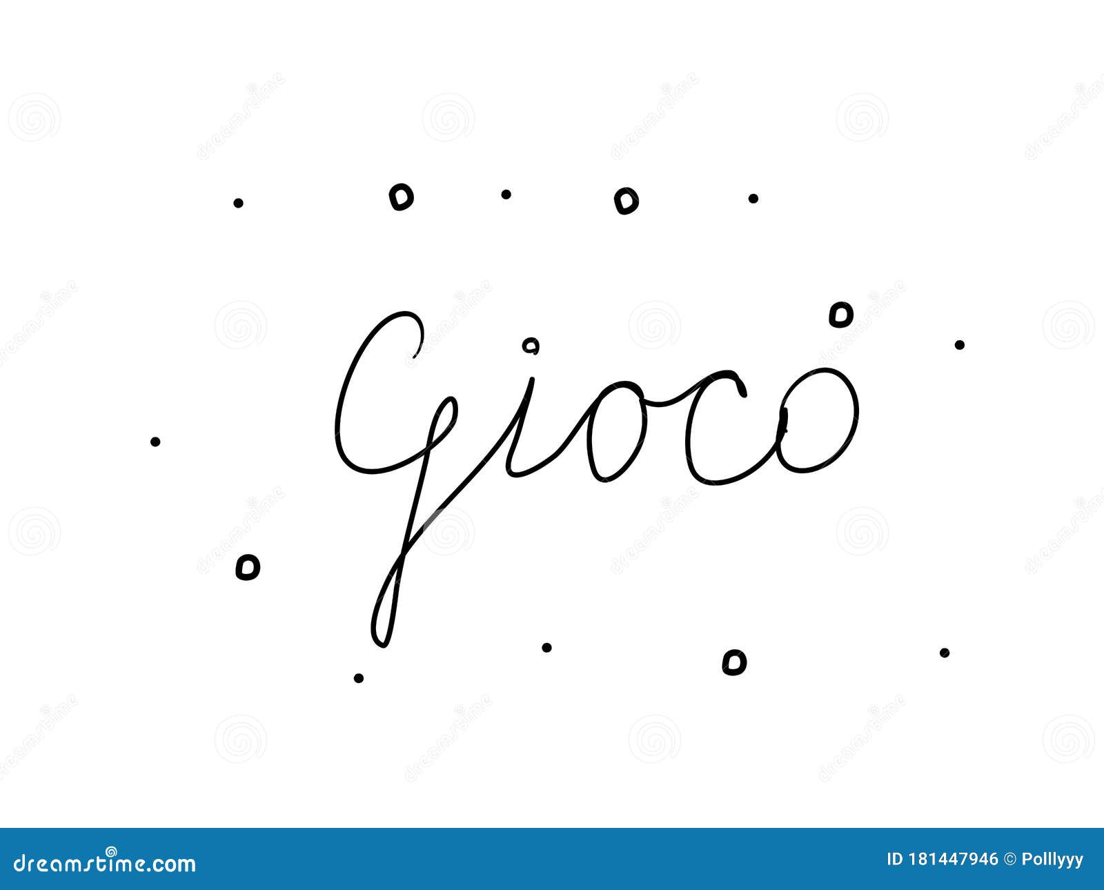 gioco phrase handwritten with a calligraphy brush. game in italian. modern brush calligraphy.  word black