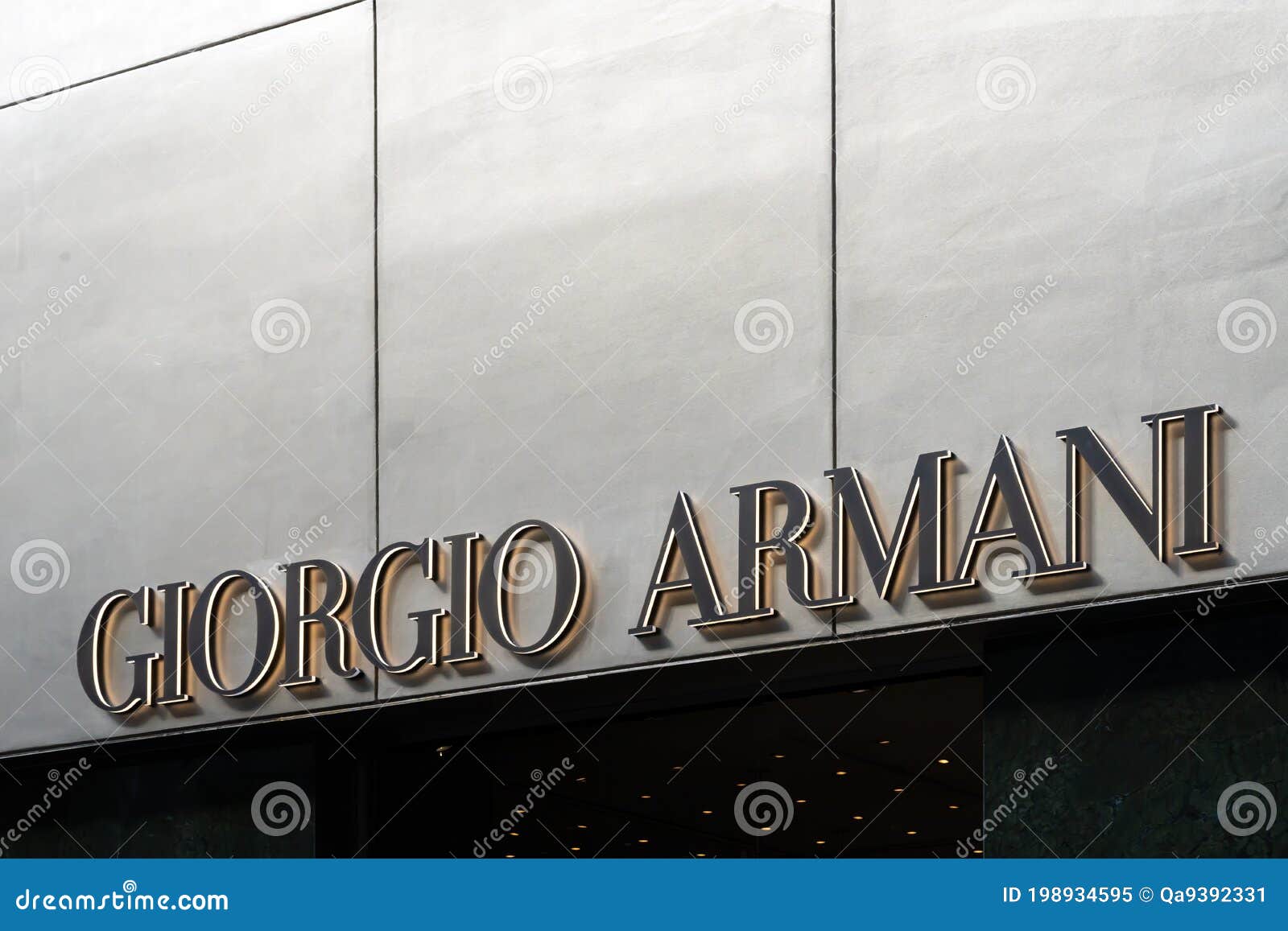 Giorgio Armani Logo of Store in Milan`s Fashion District ...