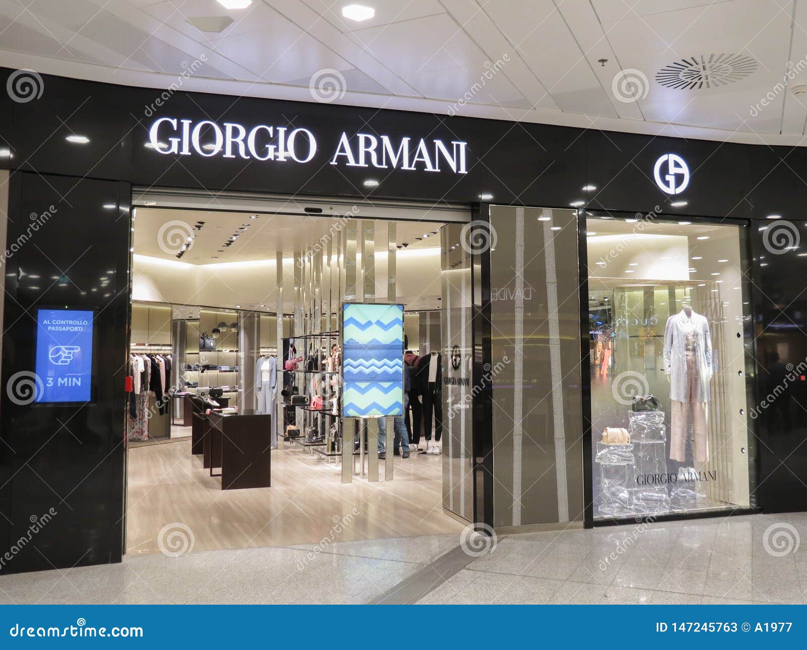 Giorgio Armani Store in Milan Malpensa Airport Editorial Stock Photo -  Image of clothing, store: 147245763