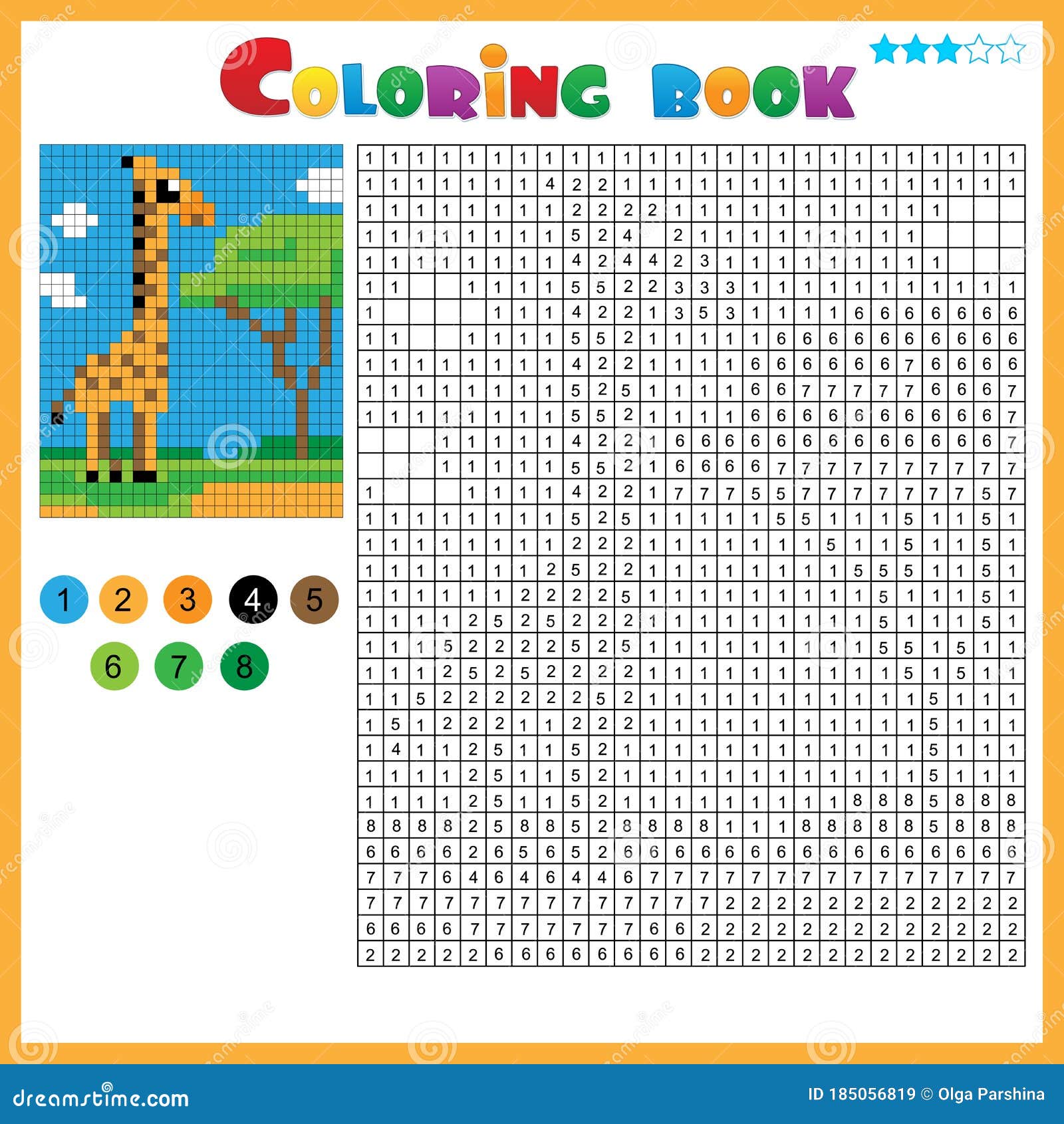 Giraffa. Colore Per Numeri. Libro Da Colorare Per Bambini. Puzzle Colorato  Per Bambini Con Risposta Illustrazione Vettoriale - Illustrazione di  indovinare, sfida: 185056819