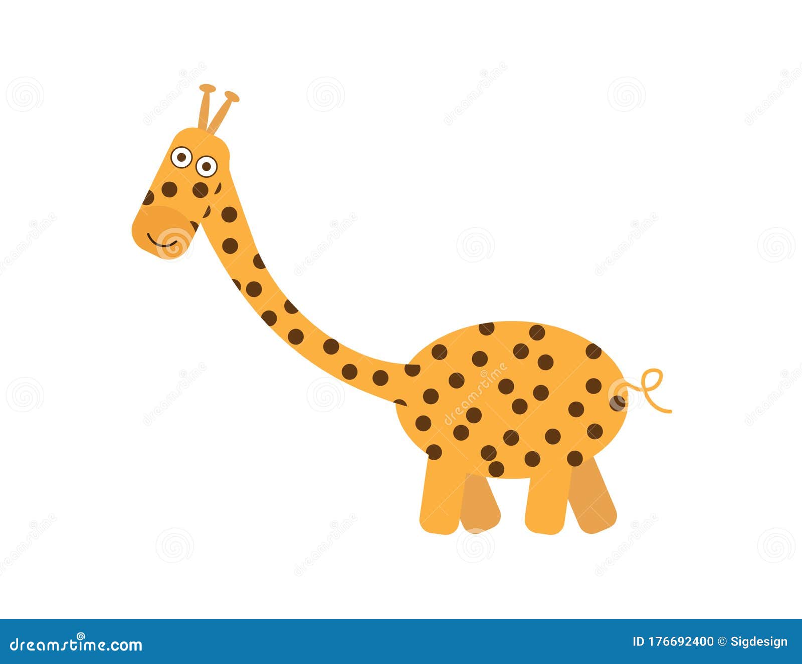 Cute Orange Cartoon Giraffe with Brown Dots Stock Vector Illustration