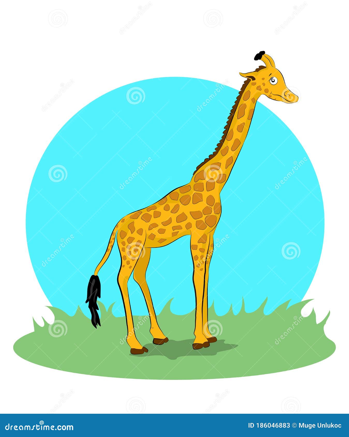Cartoon Vector Illustration of a Cute Giraffe Standing on Grass Stock  Vector - Illustration of neck, exotic: 186046883